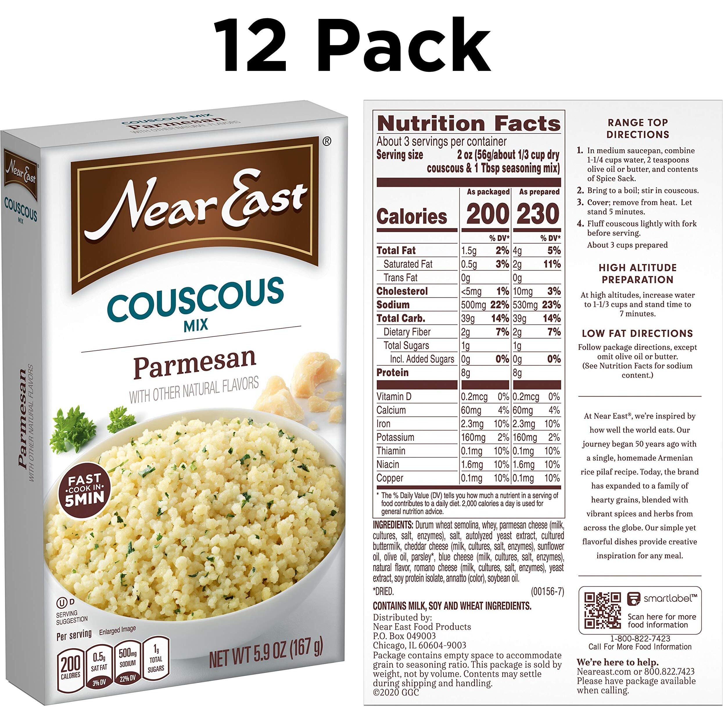 Near East Couscous Mix, Parmesan Cheese, 5.9Oz Boxes (12 Pack)