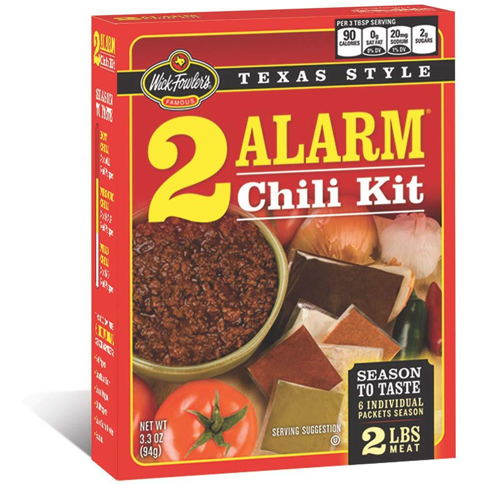 Wick Fowler's 2-Alarm Chili Kit, Texas Style Chili Seasoning Mix With Individual Packs Of Spices, 3.3Oz Box (Pack Of 8)