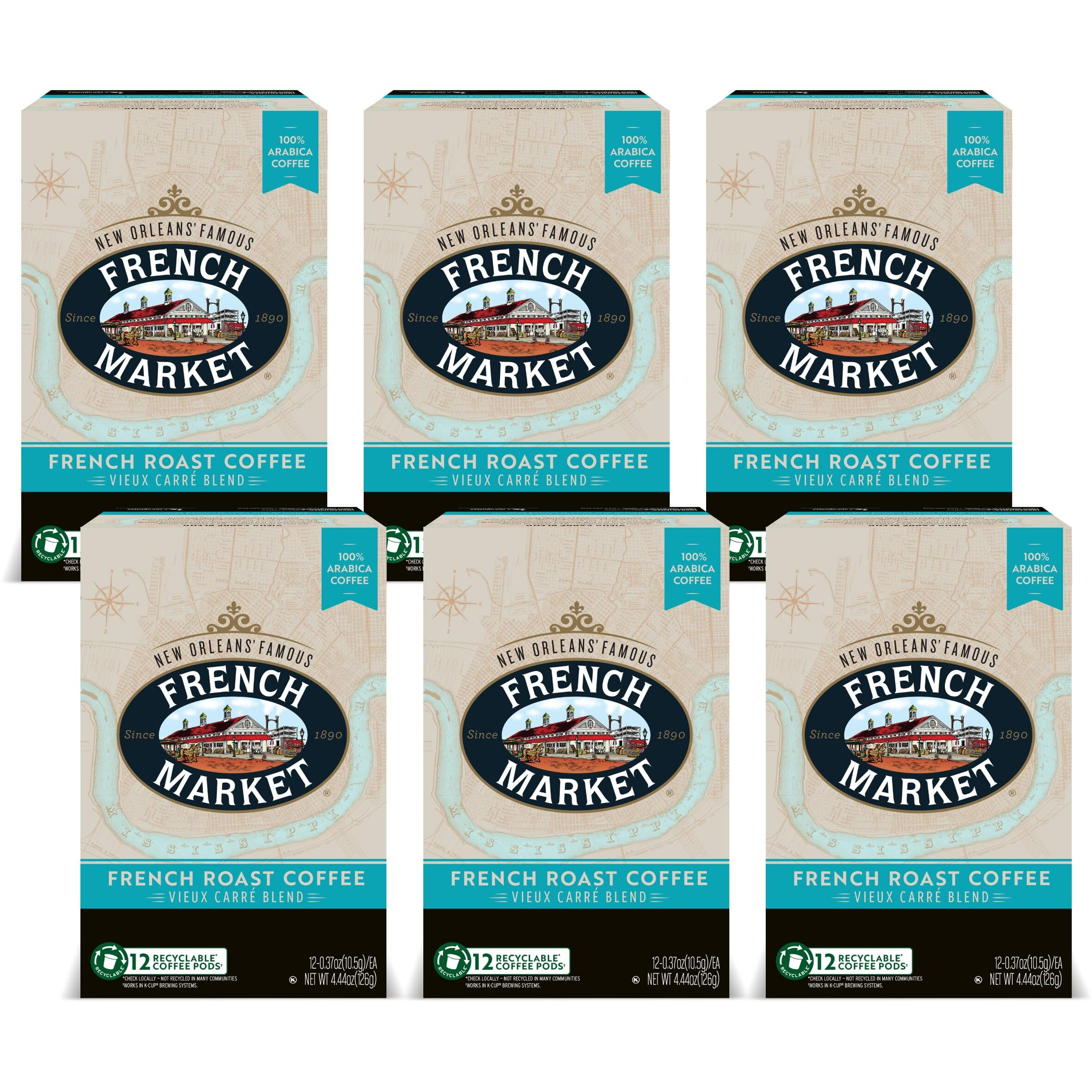 French Market Vieux Carr   Blend French Roast Single Serve Coffee Pods, 12Ct Box (Pack Of 6)