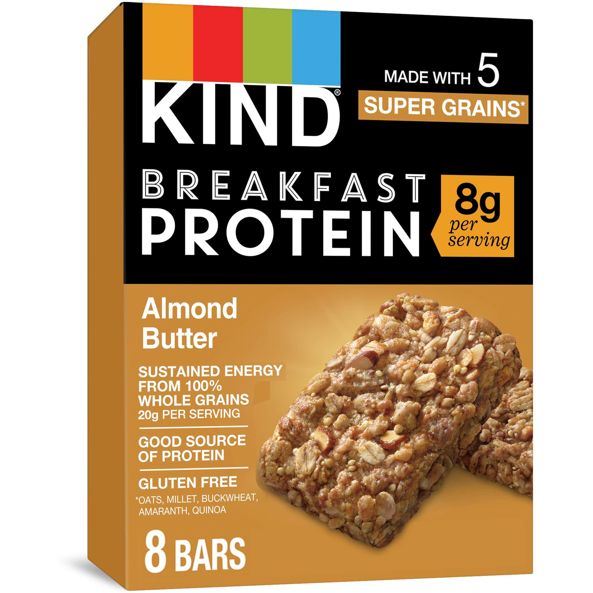 Kind Breakfast Protein Bars, Almond Butter, Healthy Snacks, Gluten Free, 8G Protein, 32 Count