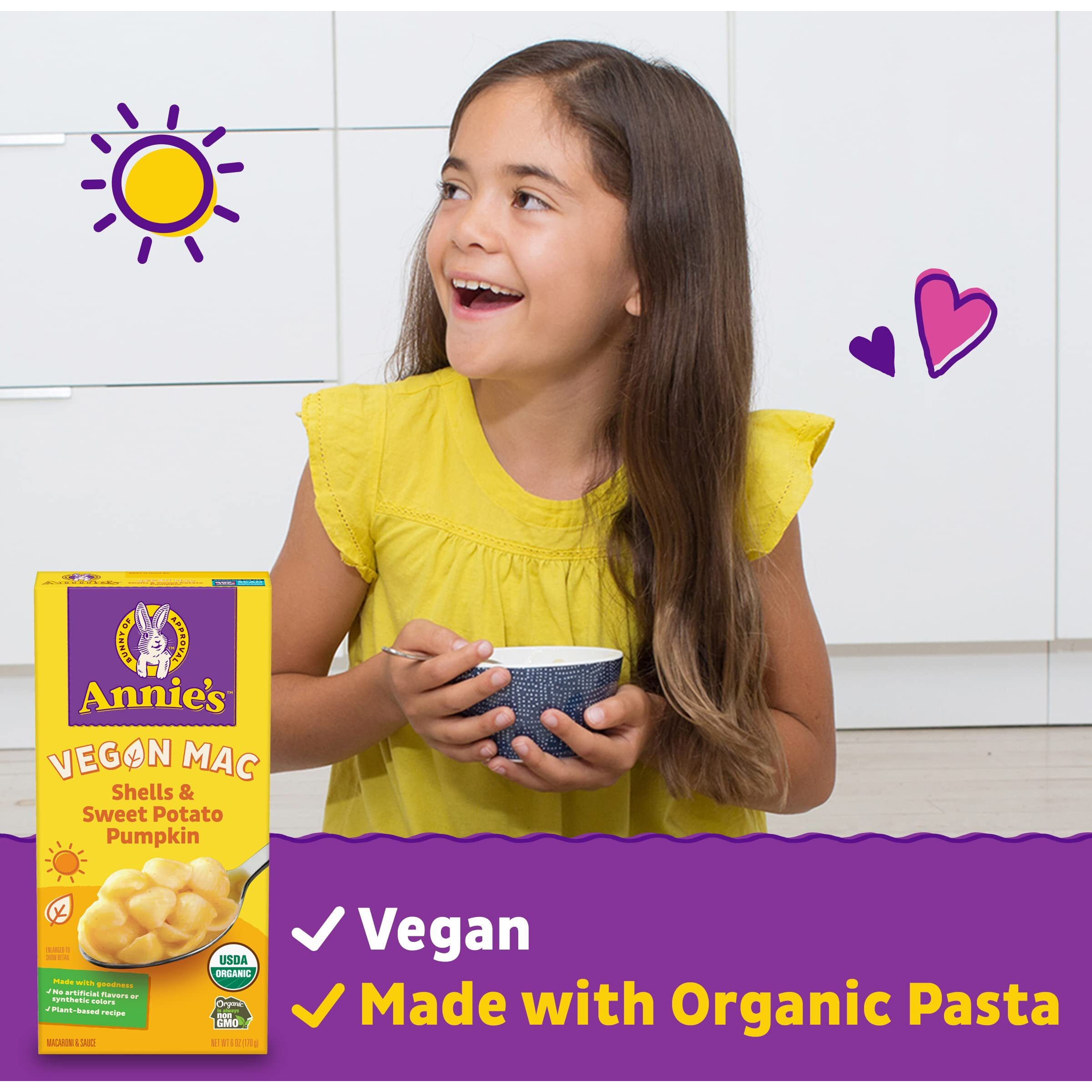 Annie's Organic Vegan Mac, Shells & Sweet Potato Pumpkin, 6 Oz. (Pack Of 12)