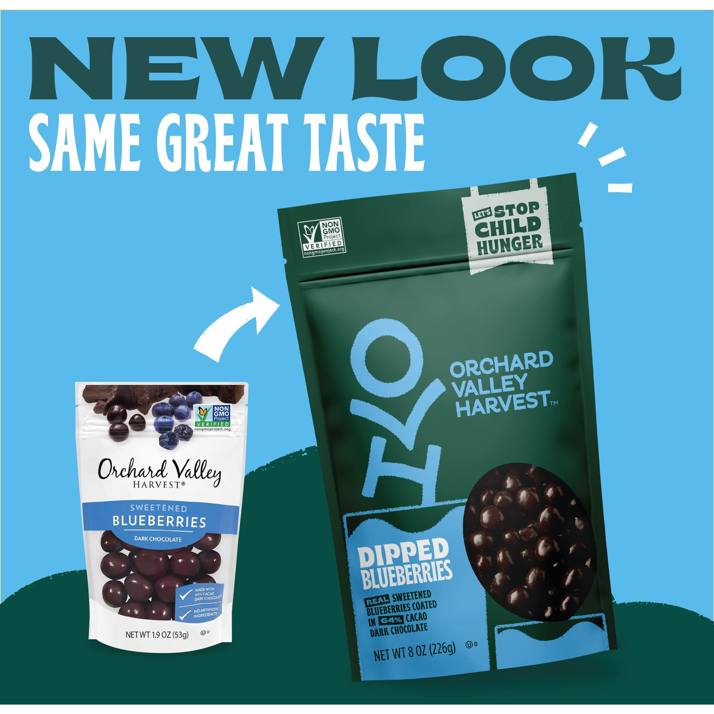 Orchard Valley Harvest Dark Chocolate Dipped Blueberries, 8 Oz (Pack Of 1), Made With Real Sweetened Blueberries, Gluten Free, Non-Gmo, Resealable Bag, Snacks For Adults & Kids