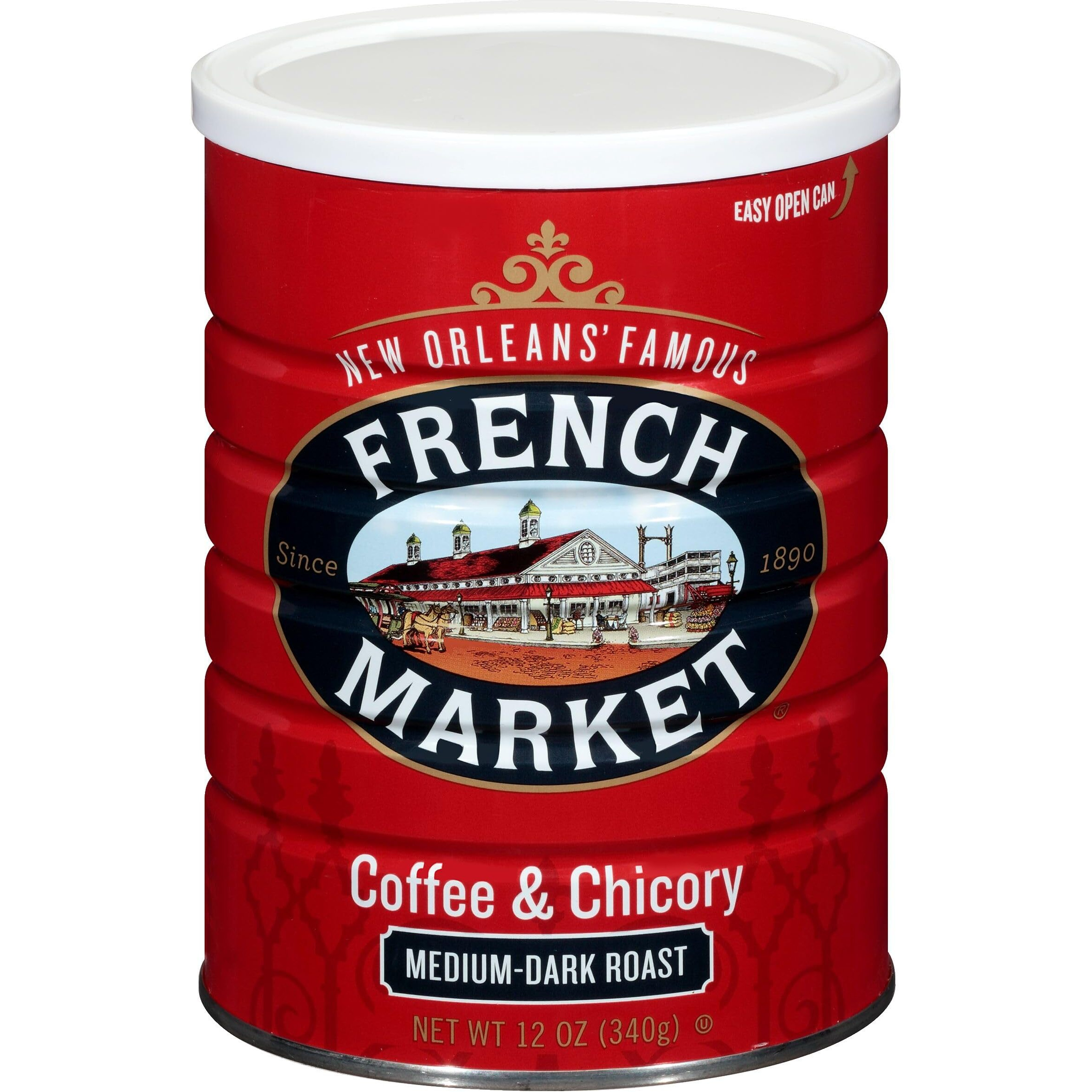 French Market Coffee & Chicory Medium-Dark Roast Ground Coffee, 12Oz Can (Pack Of 3)