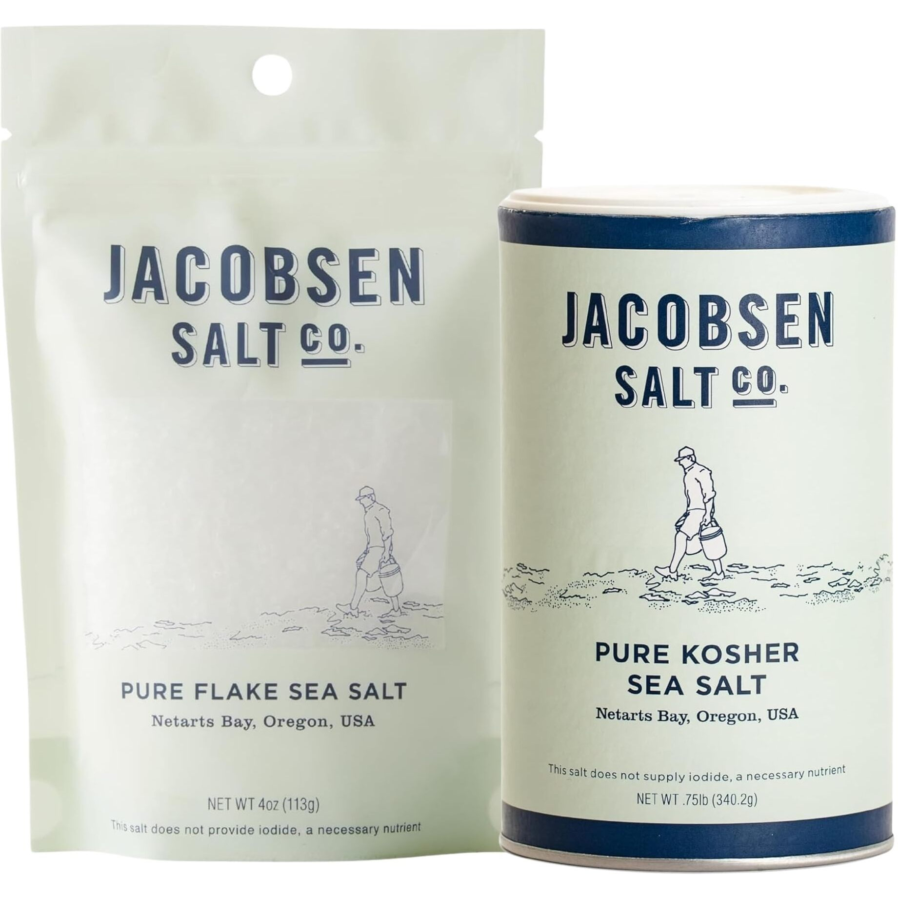 Jacobsen Salt Co. Sea Salt Variety Pack - Salt Flakes, Coarse, Non-Iodized, Made In Usa, Steak Seasoning, Gourmet, Real Salt Flakes, Kosher - 16 Oz