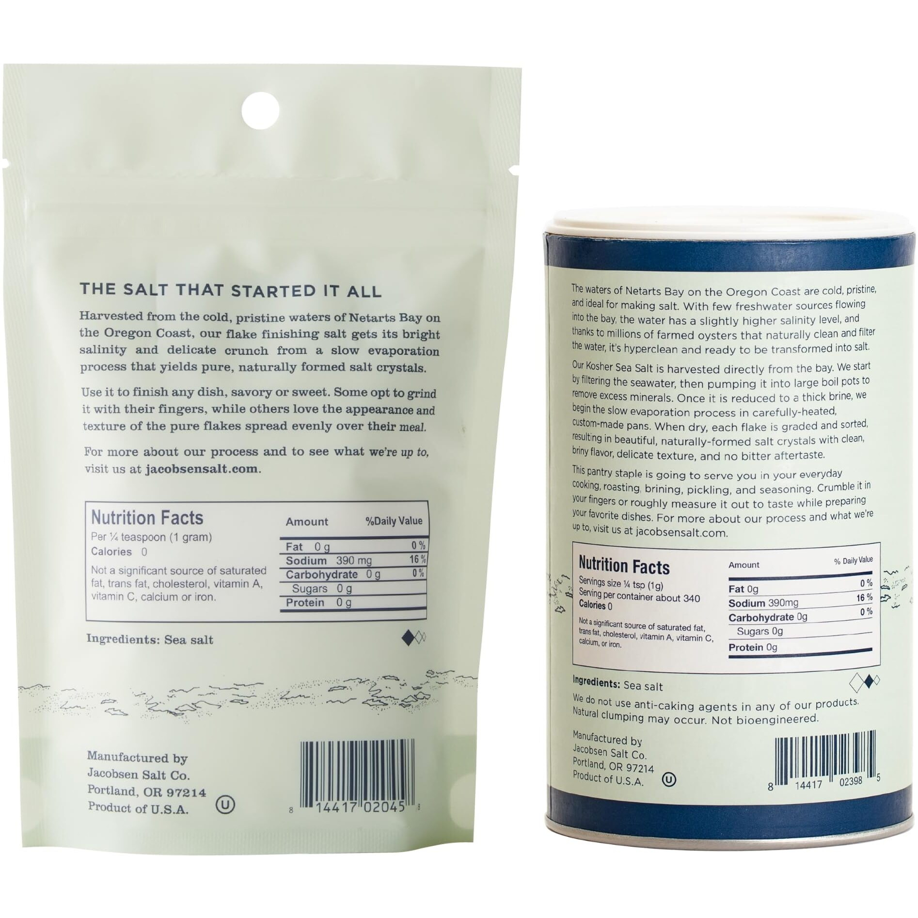 Jacobsen Salt Co. Sea Salt Variety Pack - Salt Flakes, Coarse, Non-Iodized, Made In Usa, Steak Seasoning, Gourmet, Real Salt Flakes, Kosher - 16 Oz