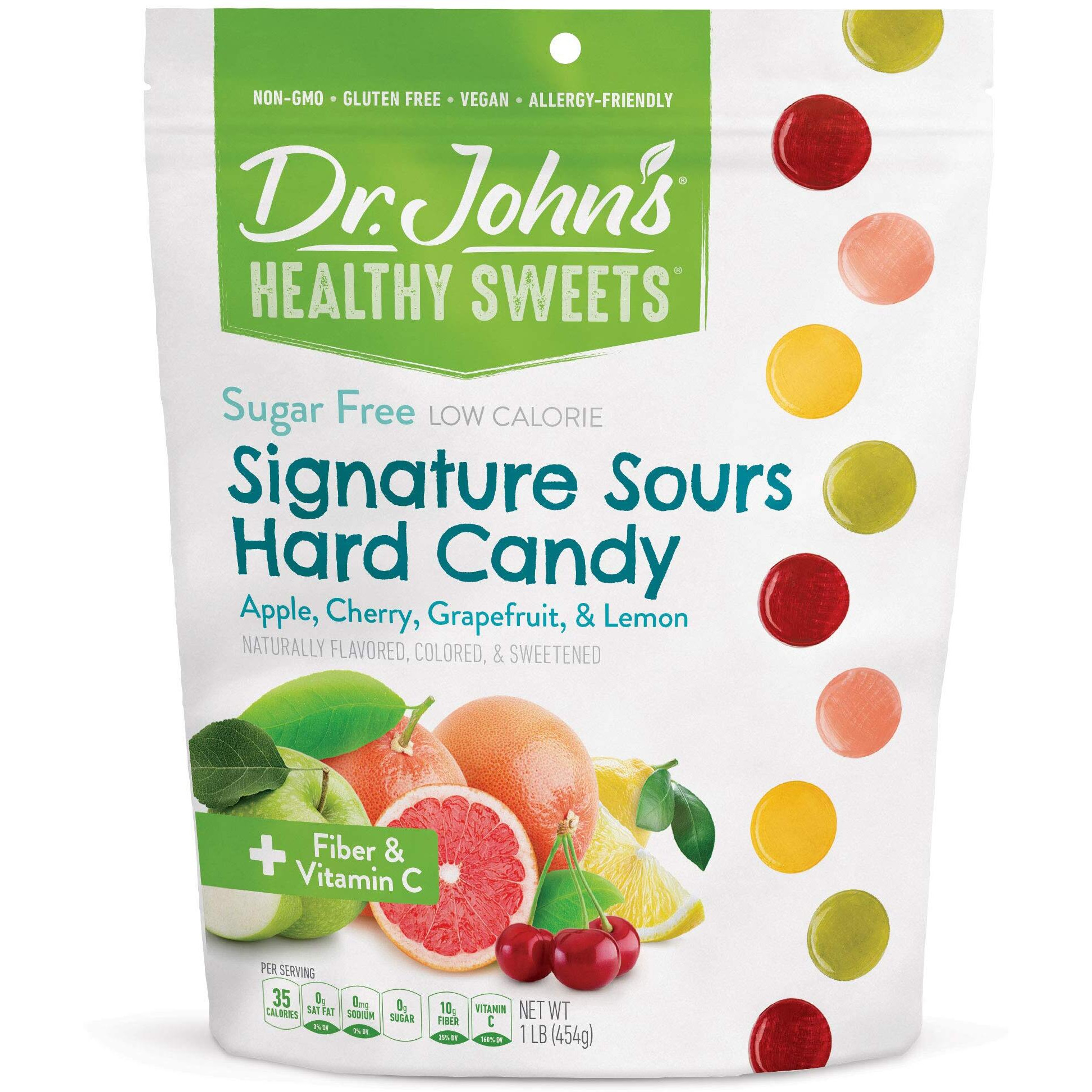 Dr. Johns Sugar Free Candy, Healthy Hard Candy With Zero Sugar, Low Calorie Snacks, Keto Friendly, Vegan, Gluten Free, Signature Sour Flavors, 100 Count, 1 Lb