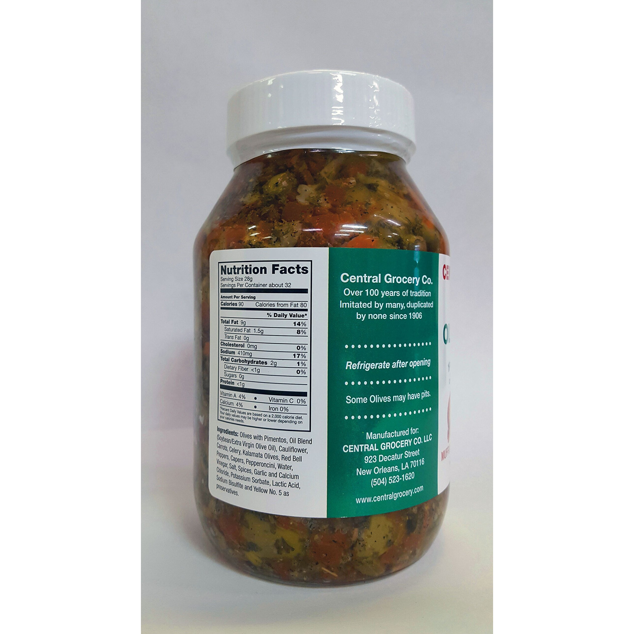 Central Grocery Olive Salad - 32 Oz (Pack Of 1) Perfect For Muffulettas, Sandwiches, Pizza Toppings, Pastas, Hot Dog Topper, Salads And More