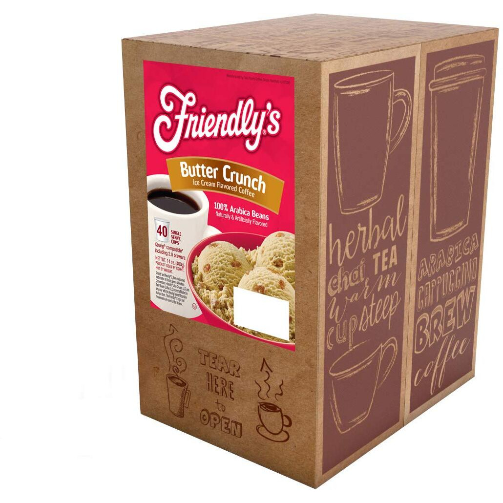 Friendly's Flavored Ice Cream Coffee Pods, Compatible With Keurig K Cup Brewers (Butter Crunch, 40 Count)