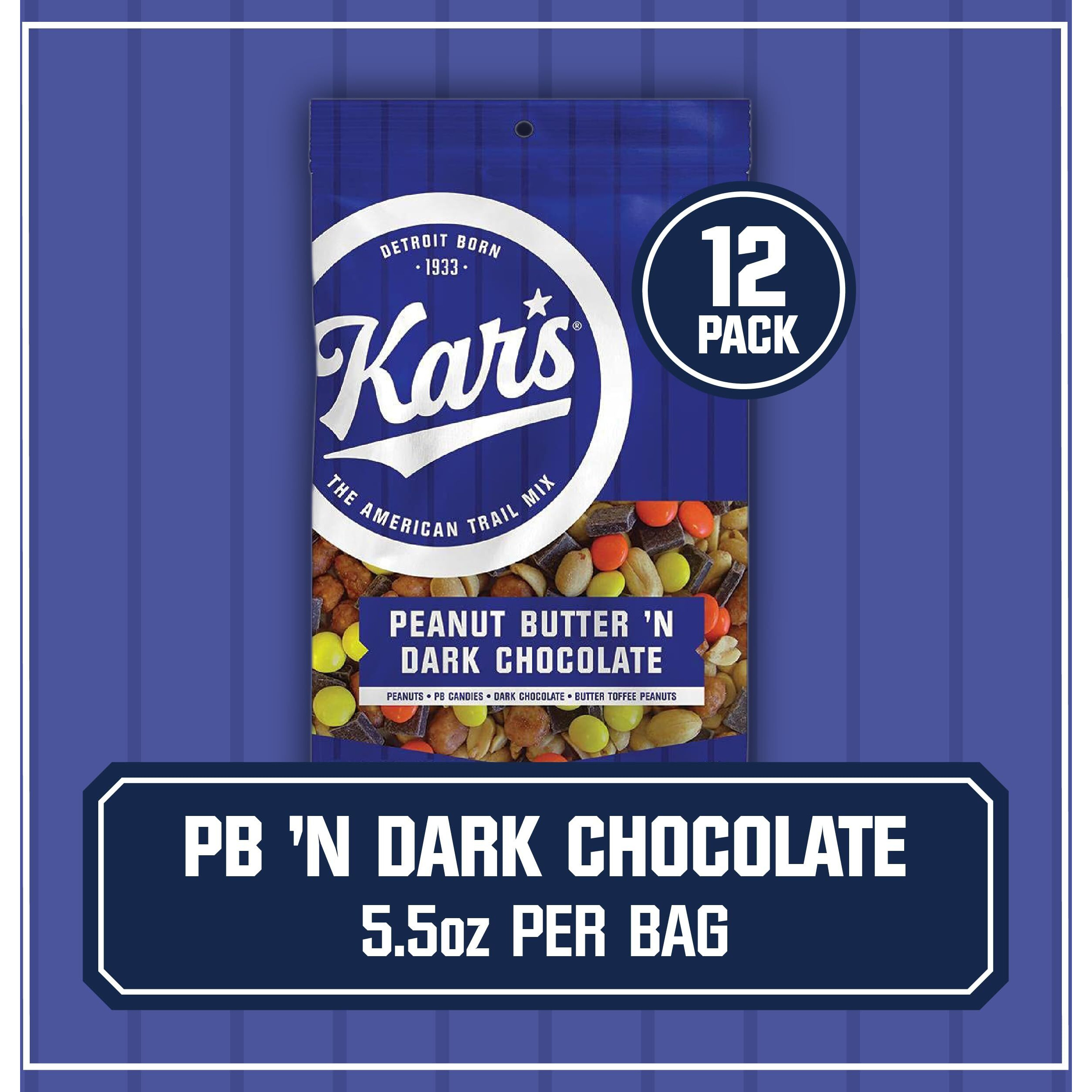 Kars Nuts Peanut Butter N Dark Chocolate Trail Mix - 5.5 Oz Snack Mix, Pack Of 12 - Gluten-Free Snack Mix