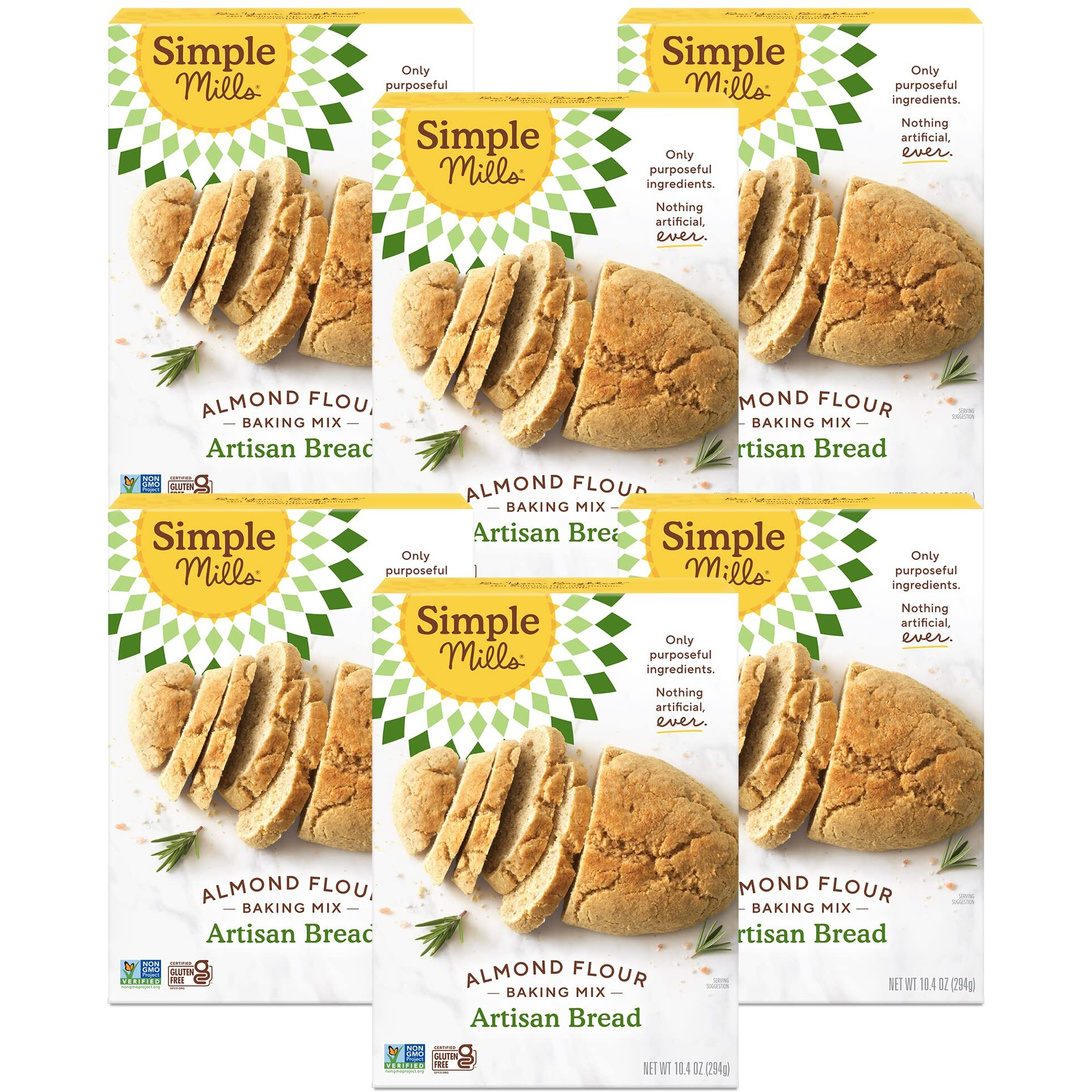 Simple Mills Almond Flour Baking Mix, Artisan Bread Mix - Gluten Free, Plant Based, Paleo Friendly, 10.4 Ounce (Pack Of 6)