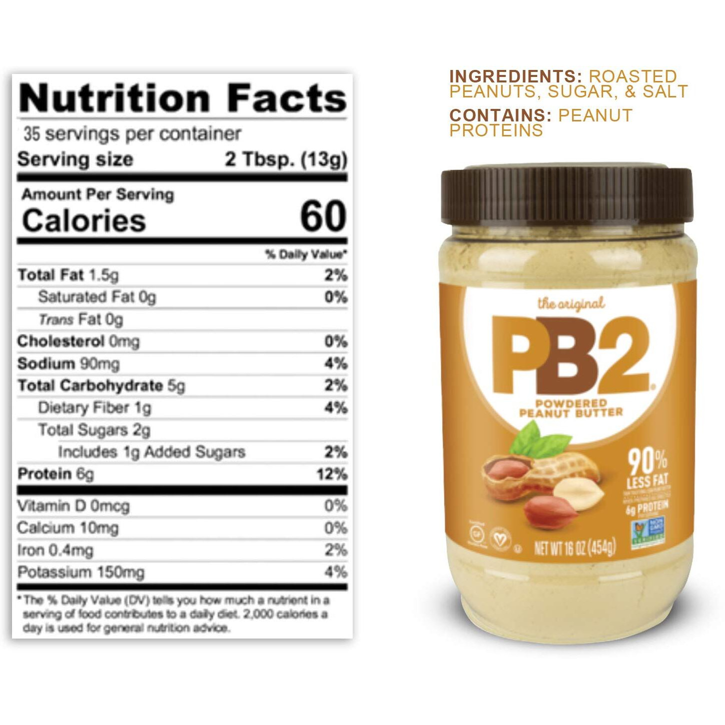 Bell Plantation Pb2 Powdered Peanut Butter 16 Oz. Pack Of 2