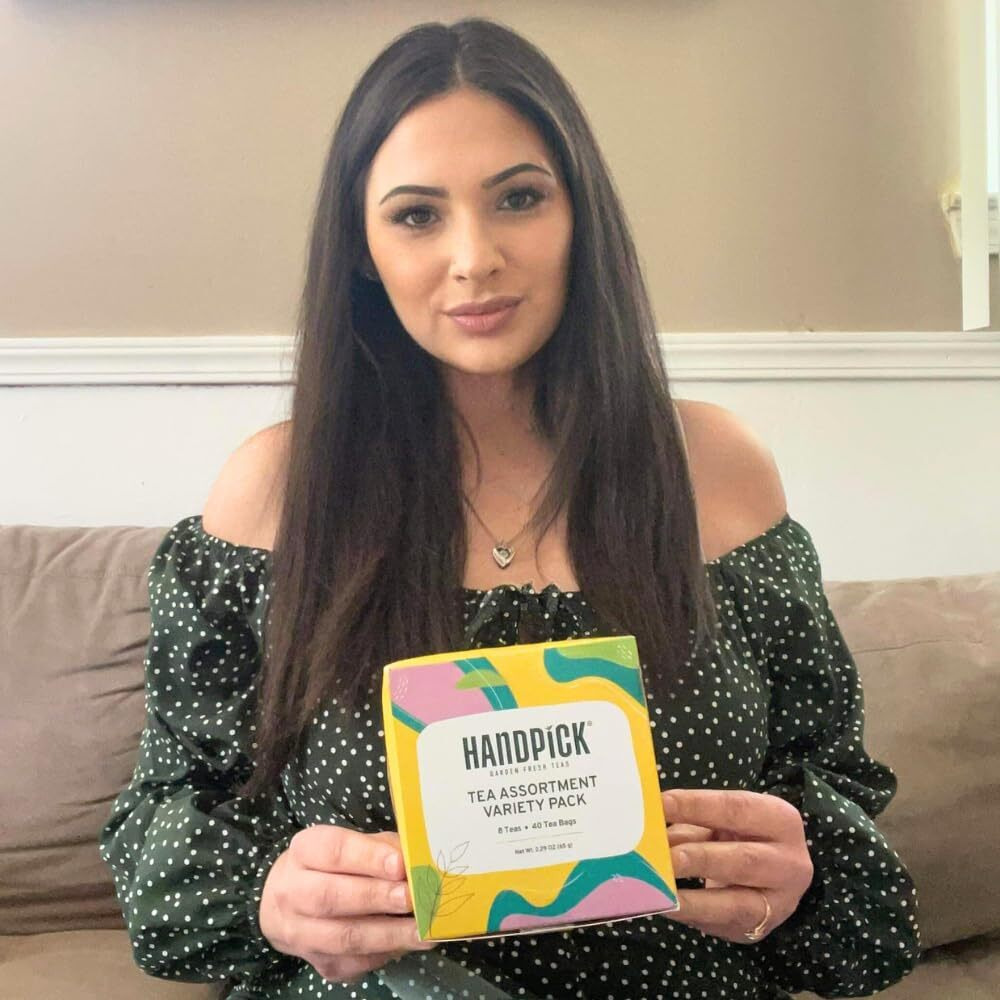 Handpick, Tea Bags Sampler Assortment Variety Pack Gift Box 8 Flavors, 40 Tea Bags - Perfect Variety | English Breakfast, Green, Black, Herbal & More