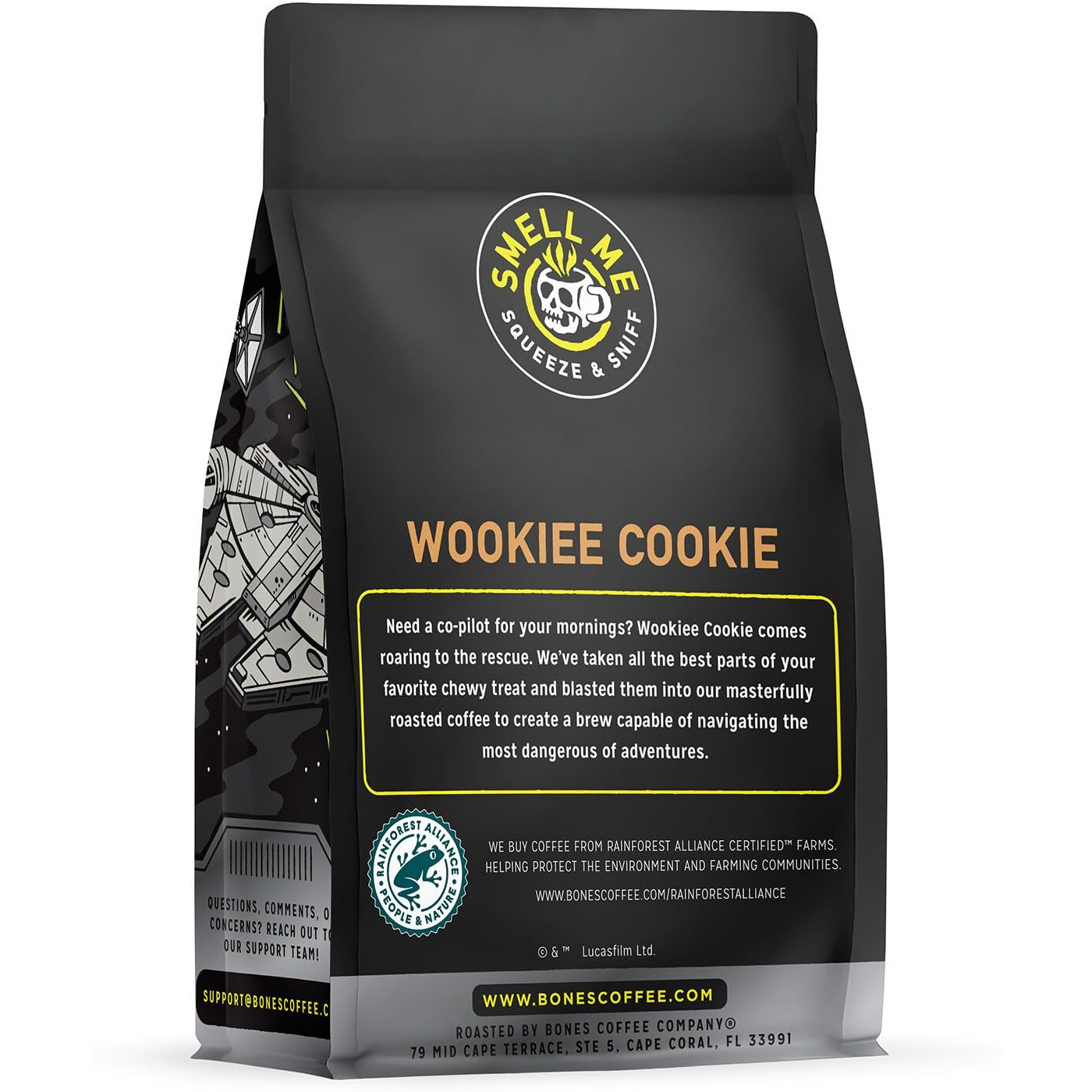 Bones Coffee Company Wookiee Cookie Ground Coffee Beans Chocolate Chip Cookie Flavor | 12 Oz Flavored Coffee Medium Roast Gourmet Star Wars Inspired Coffee (Ground)