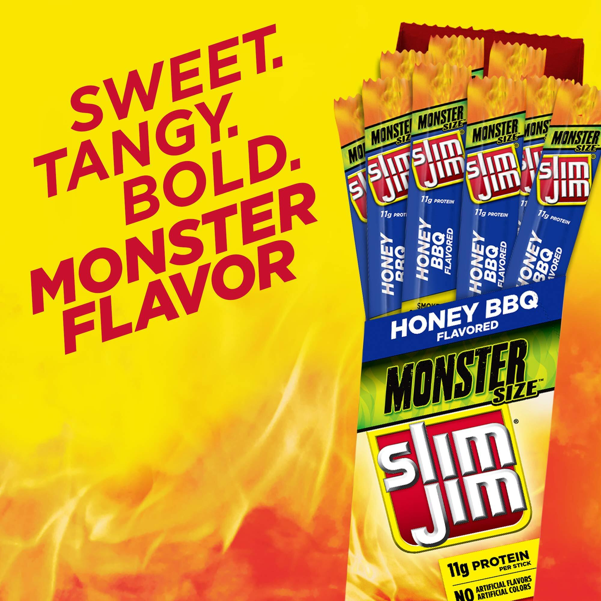 Slim Jim Monster Smoked Meat Stick, Honey Bbq Flavor, 1.94 Oz. 18-Count