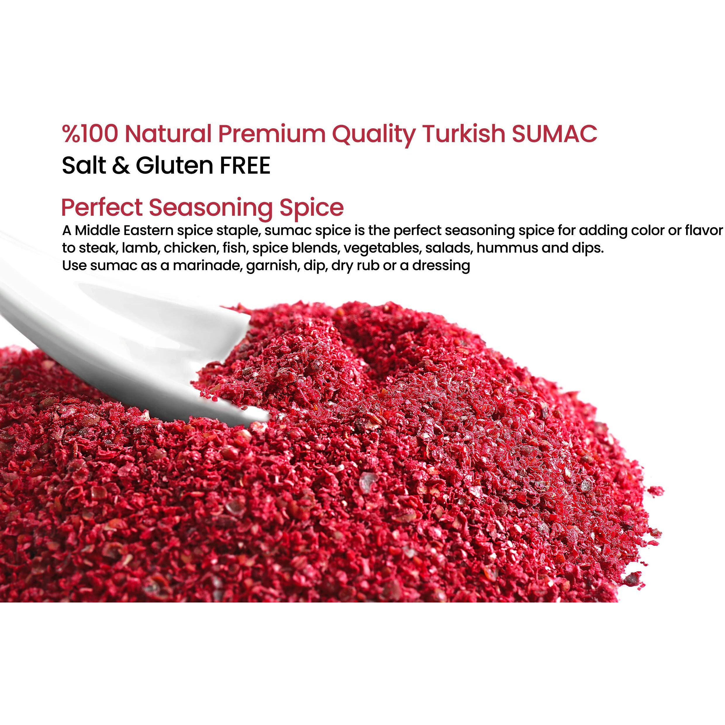Cerez Pazari - Sumac Spice Powder - Turkish Sumac Seasoning - 5.2Oz Easy To Use Flapper Spice Cap- Tangy Lemony Taste Flavor- Gluten Free, Middle Eastern And Mediterranean Spices