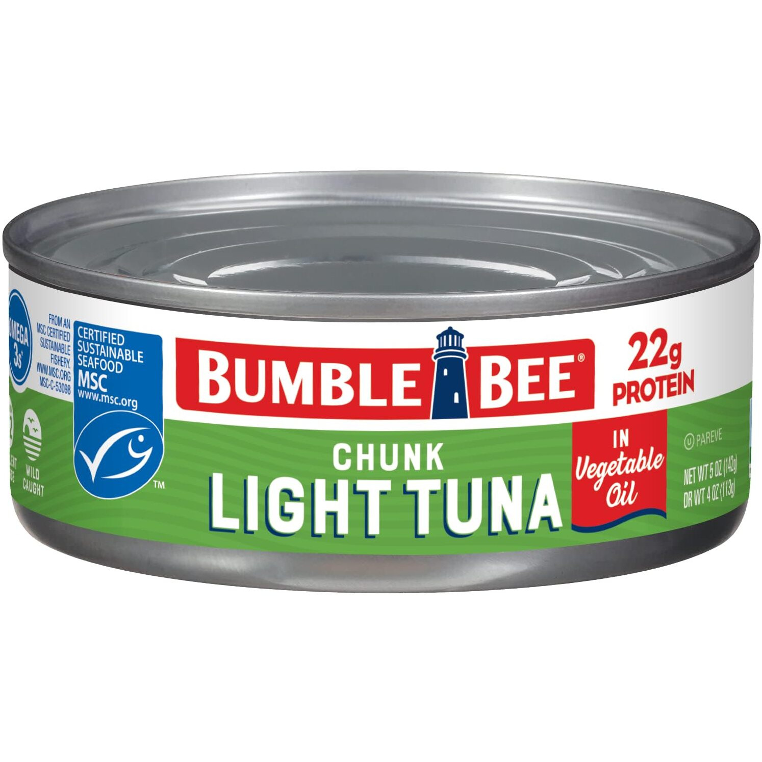 Bumble Bee Chunk Light Tuna In Oil, 5 Oz Cans (Pack Of 48) - Wild Caught Skipjack Tuna - 22G Protein Per Serving - Msc Certified Sustainable Seafood, Non-Gmo, Gluten Free, Kosher