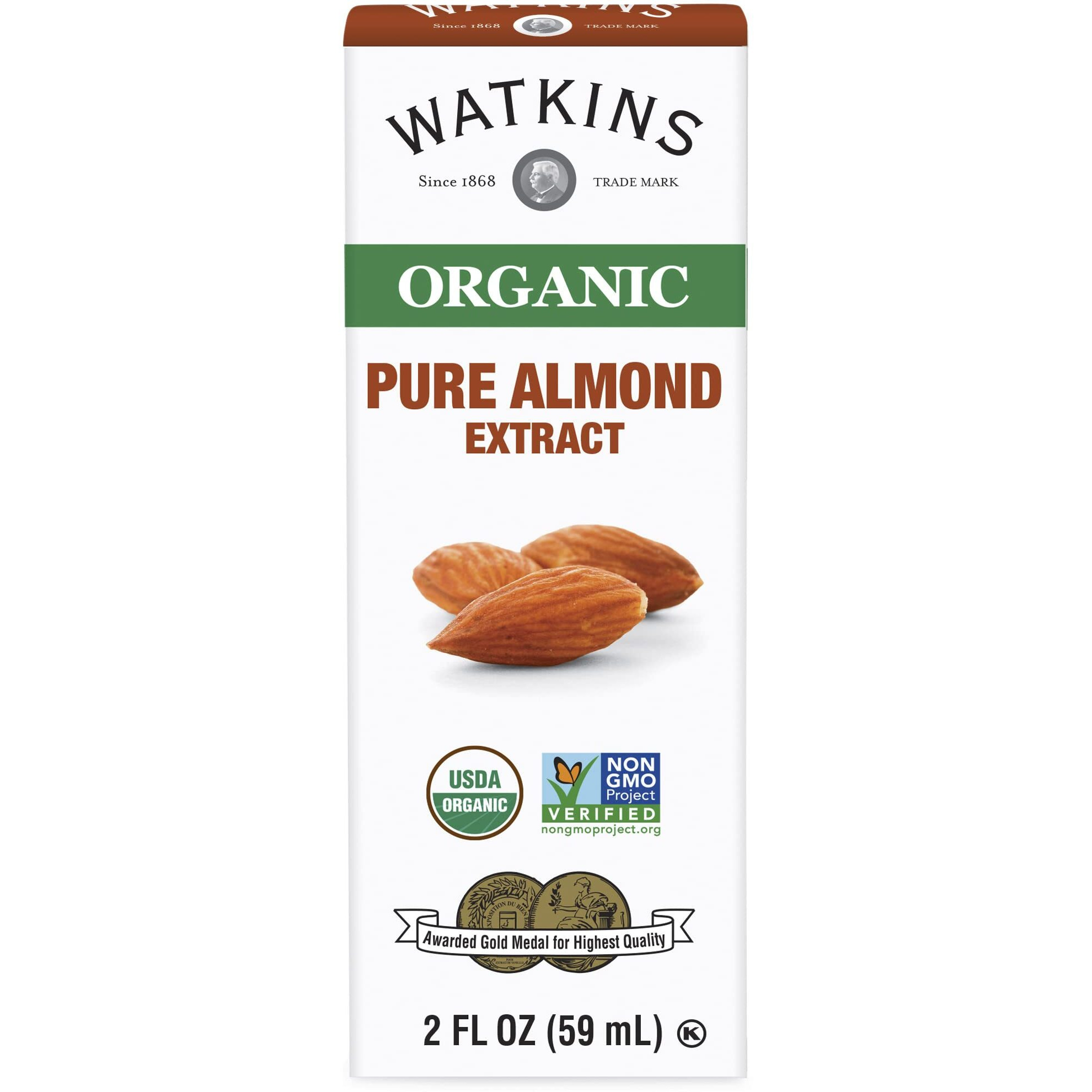 Watkins Organic Almond Extract, No Artificial Colors Or Flavors, Kosher, Usda Certified Organic, Gluten Free & Non-Gmo, 2 Fluid Ounce (Pack Of 12)