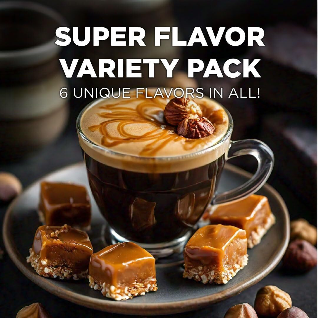 Maud's Coffee Sampler Flavored Coffee Pods Variety Pack, 24 Ct | 6 Assorted Coffee Flavors | 100% Arabica Roasted Coffee | Solar Energy Produced Recyclable Pods Compatible With Keurig K Cups Maker