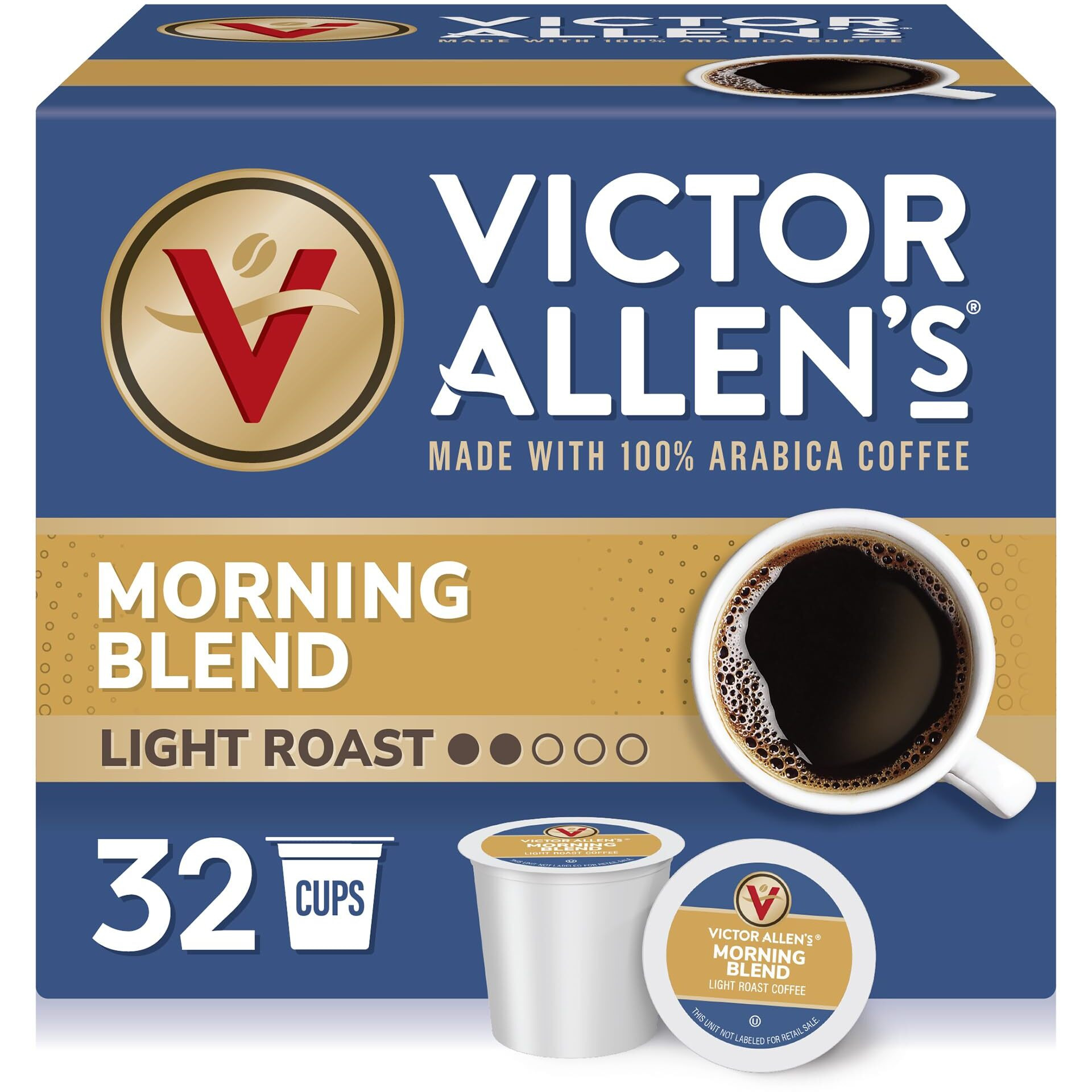 Victor Allen's Coffee Morning Blend, Light Roast, 32 Count, Single Serve Coffee Pods For Keurig K-Cup Brewers