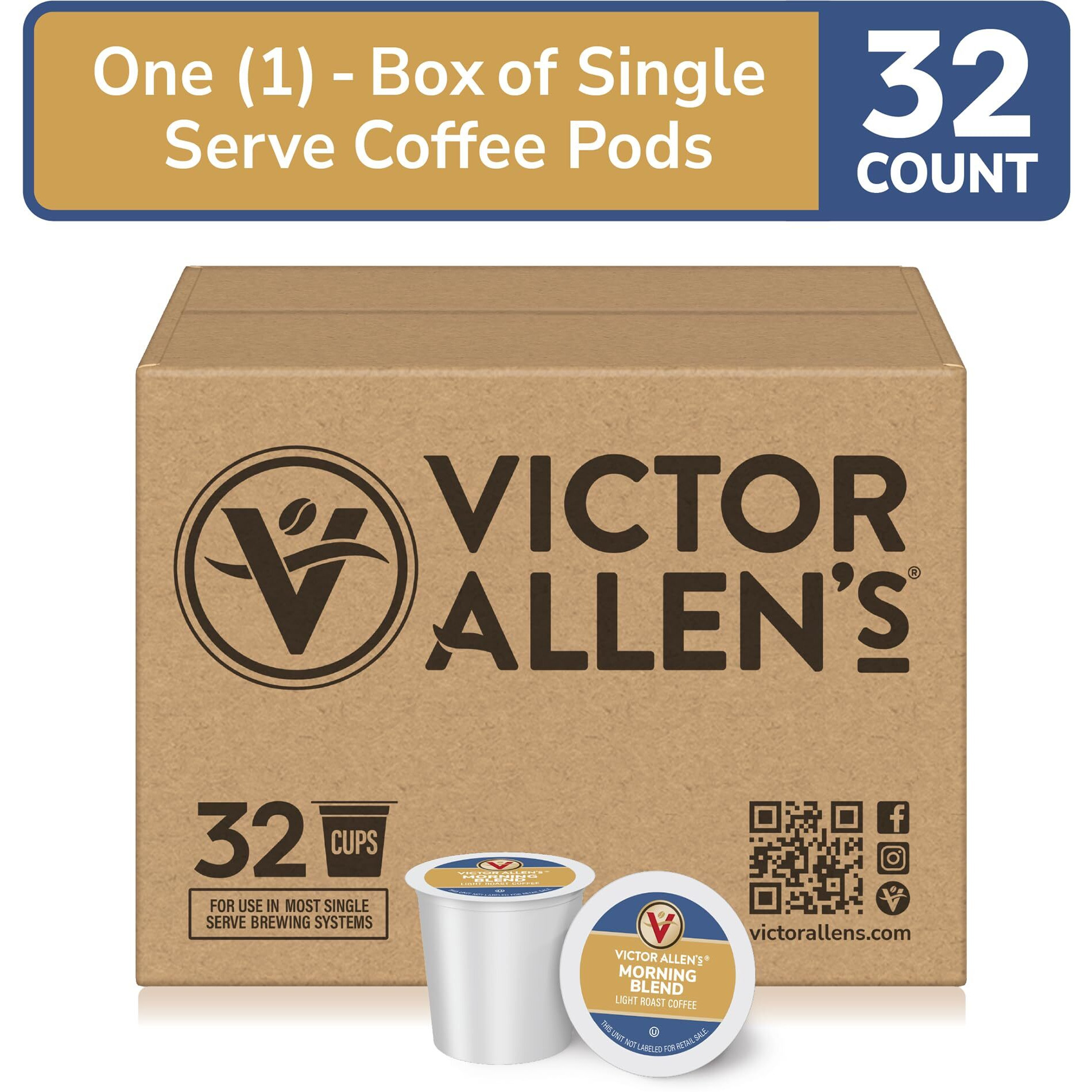 Victor Allen's Coffee Morning Blend, Light Roast, 32 Count, Single Serve Coffee Pods For Keurig K-Cup Brewers