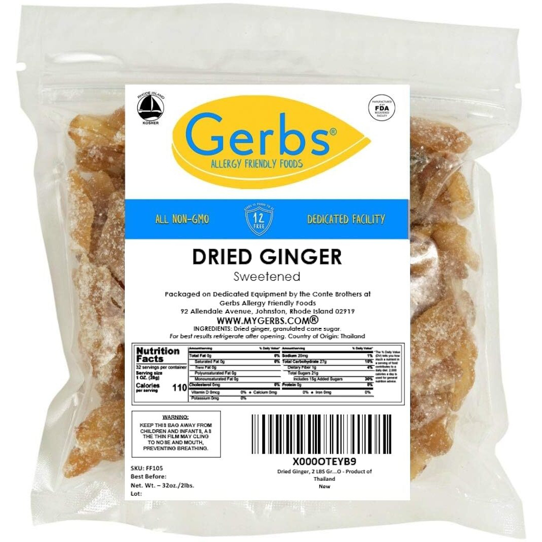 Gerbs Dried Ginger 2 Lbs. Granulated | Freshly Dehydrated Resealable Bulk Bag | Top Food Allergy Free | Sulfur Dioxide Free | Facilitates Weight Loss By Improving Digestion| Gluten & Peanut Free