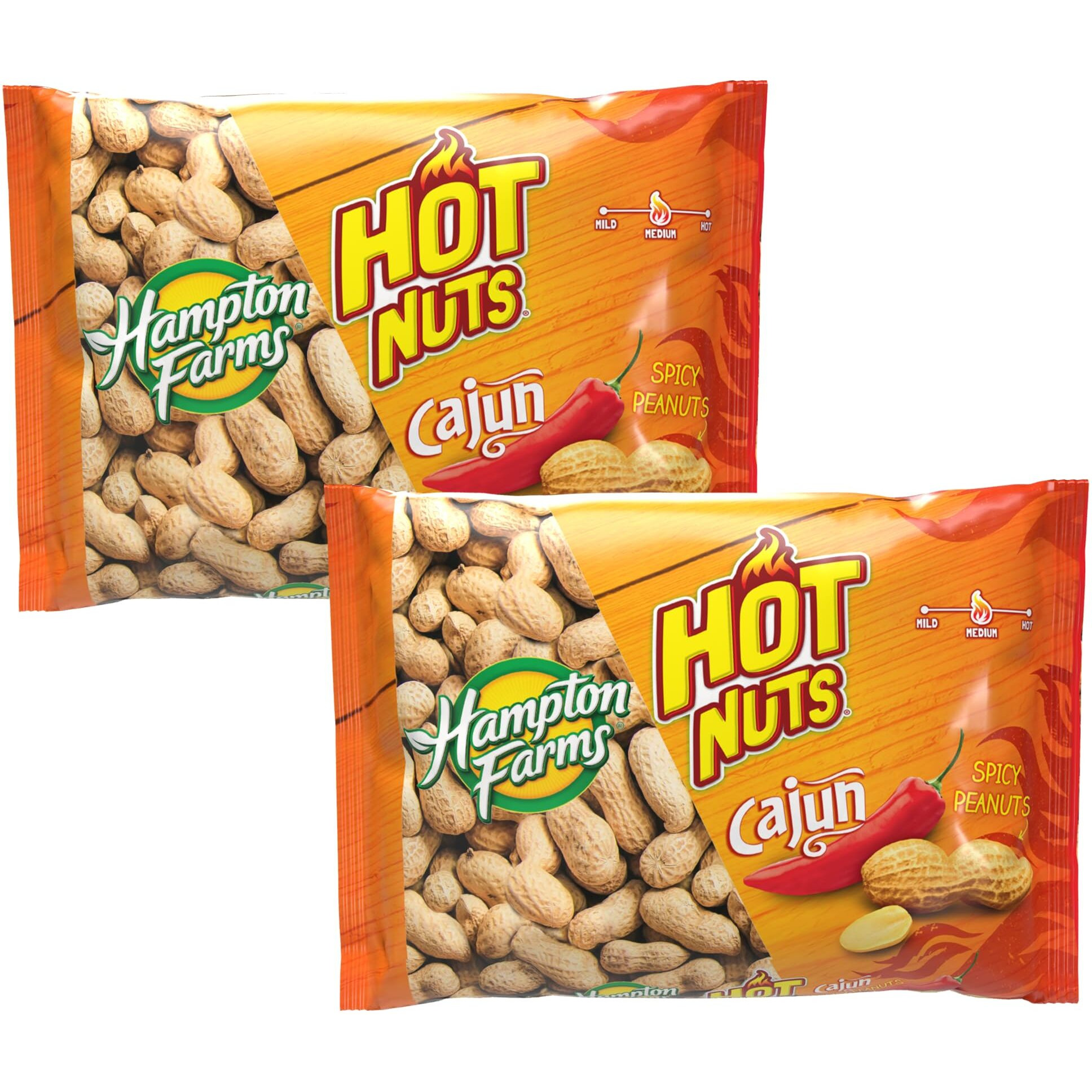 Hampton Farms - Usa Grown All-Natural - Fancy Roasted In-Shell Cajun Peanuts - 18 Oz. Bags - 2 Pack