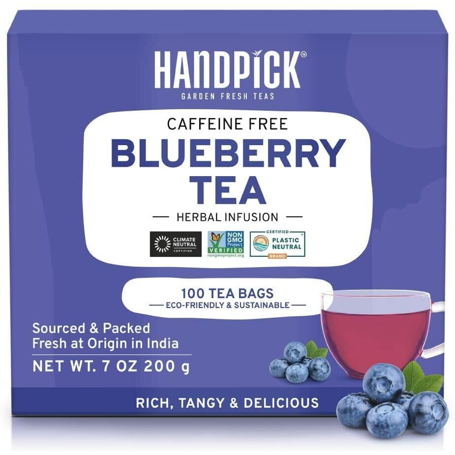 Handpick, Wild Blueberry Tea Bags (100 Count), True Premium Blueberry Herbal Tea With Hibiscus, Rose & Licorice | Brew Iced/Hot Tea