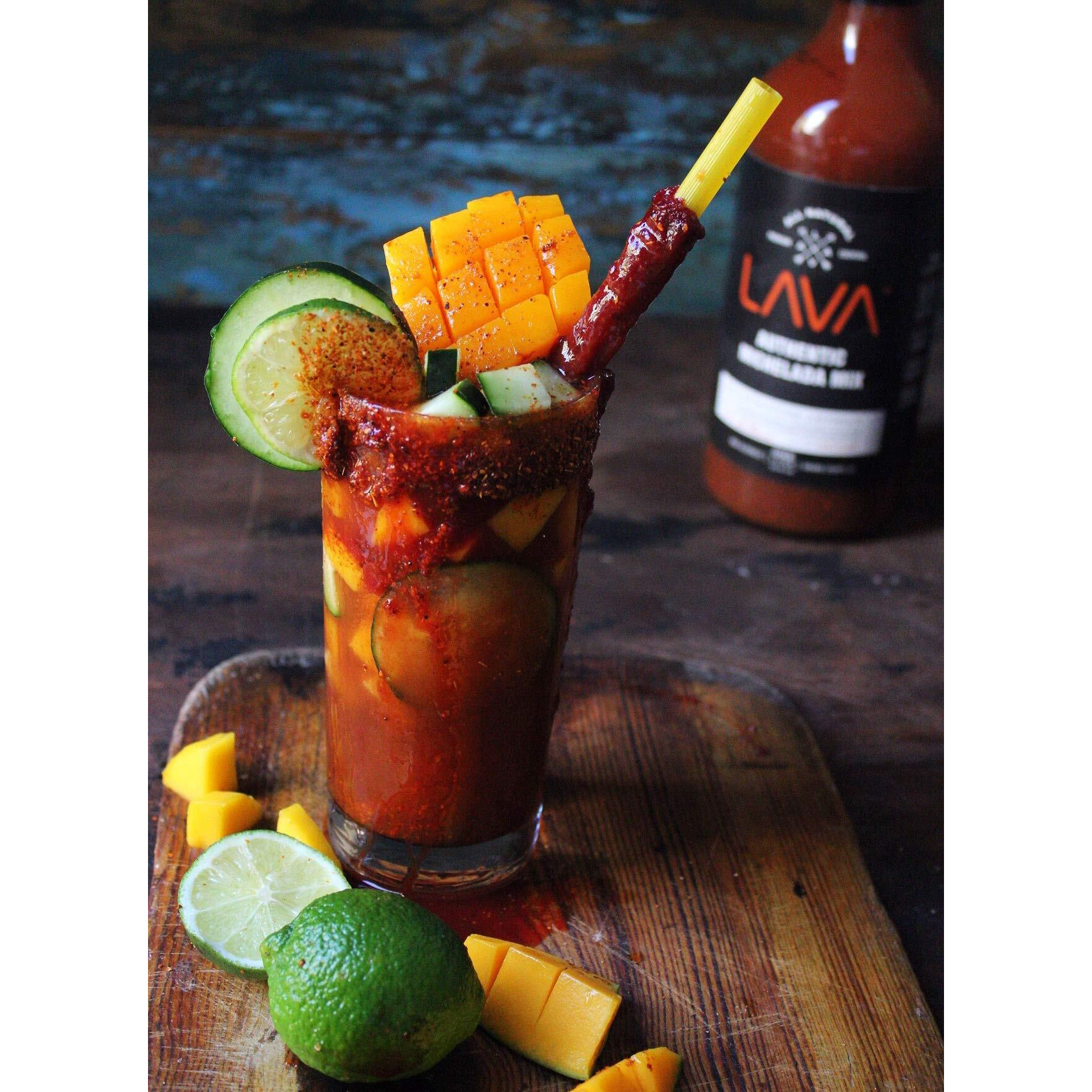 Lava All Natural Authentic Michelada Mix Craft Cocktail Mixer, Made With Real Tomatoes, Ancho Chile Peppers, Tamarind, No Junk Ingredients, Vegan, 1-Liter (33.8Oz) Glass Bottle, Ready To Use