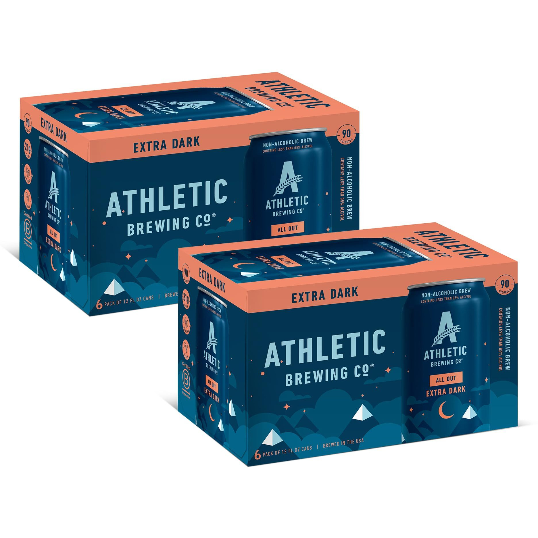 Athletic Brewing Company Craft Non-Alcoholic Beer - 12 Pack X 12 Fl Oz Cans - All Out Extra Dark - Low-Calorie, Award Winning - Delicate Coffee And Bittersweet Chocolate Notes