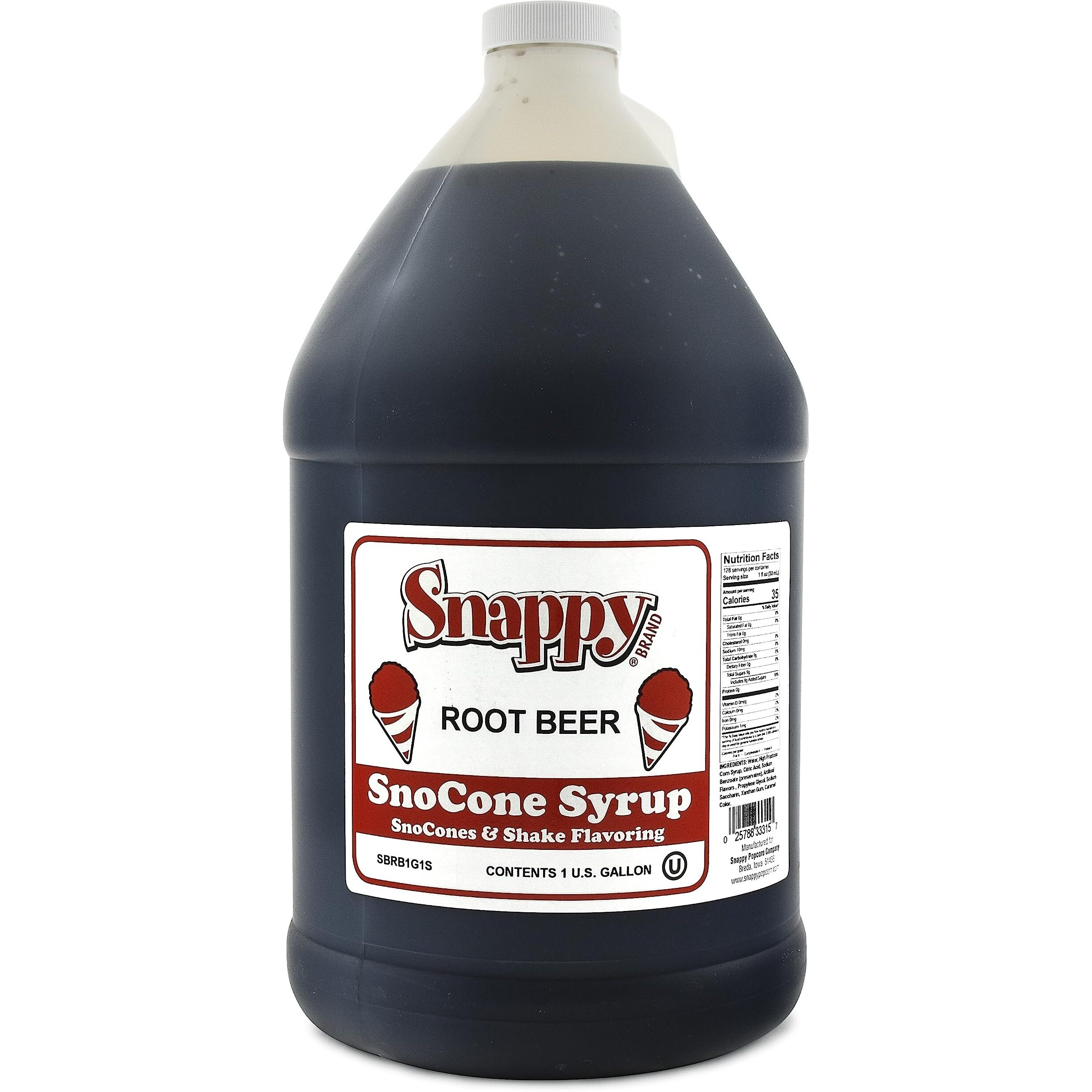 Snappy Popcorn Root Beer Sno Cone Syrup, 1 Gallon, 11 Pound