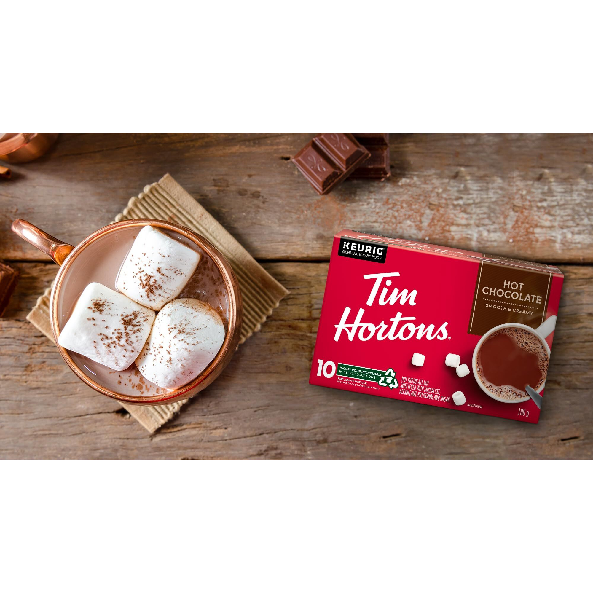 Tim Hortons Original Hot Chocolate, Single Serve Keurig K-Cup Pods, 10 Count