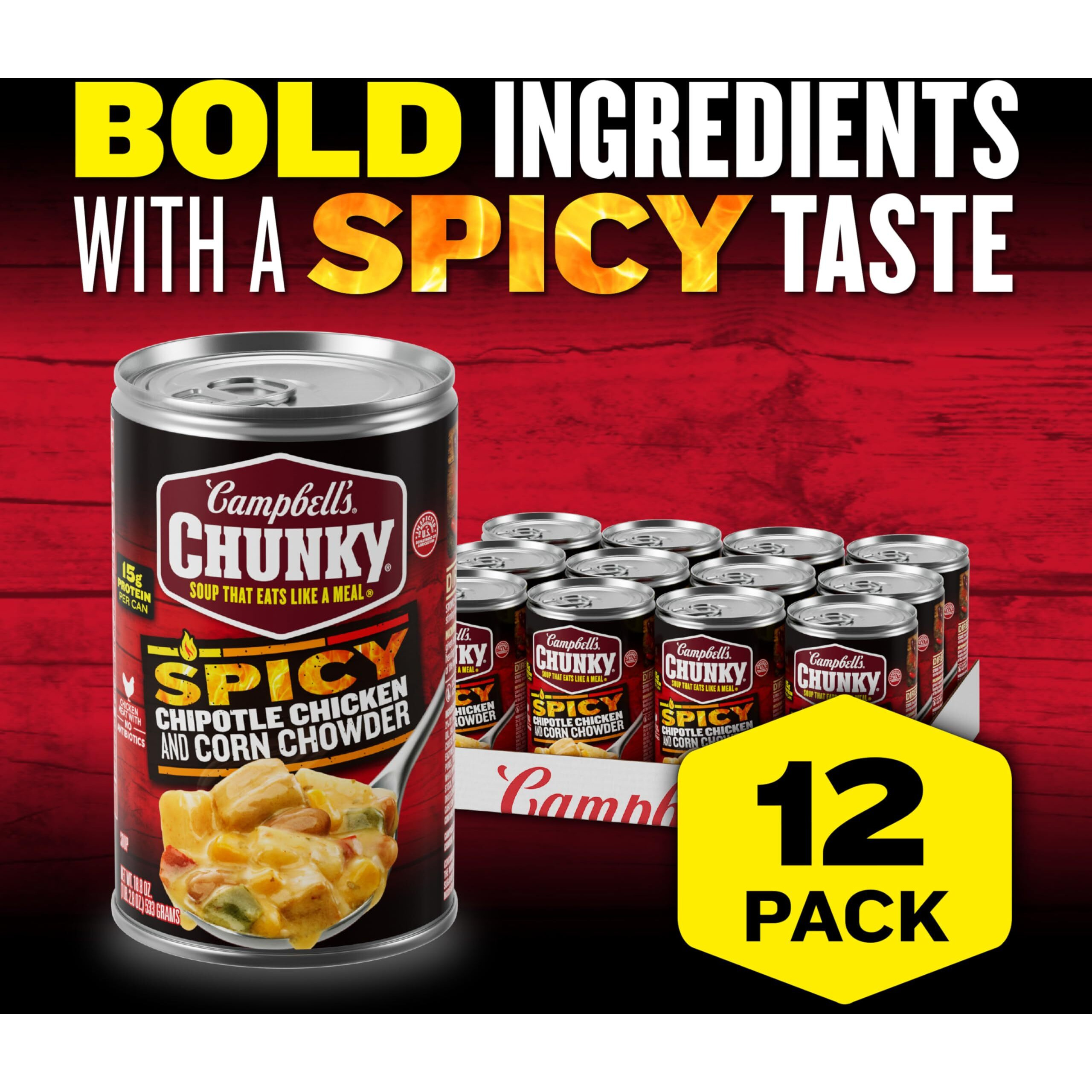 Campbells Chunky Soup, Chipotle Chicken Corn Chowder Soup, 18.8 Oz Can (Pack Of 12)