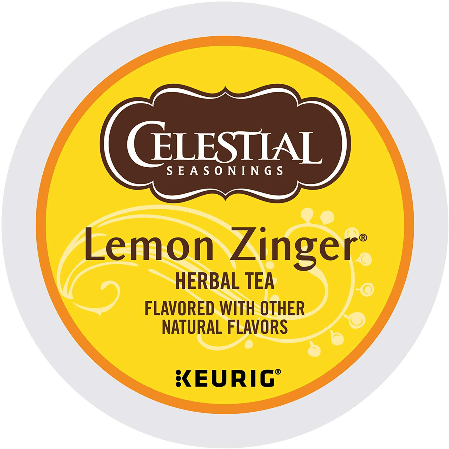 Celestial Seasonings Lemon Zinger Herbal Tea, Single-Serve Keurig K-Cup Pods, 72 Count