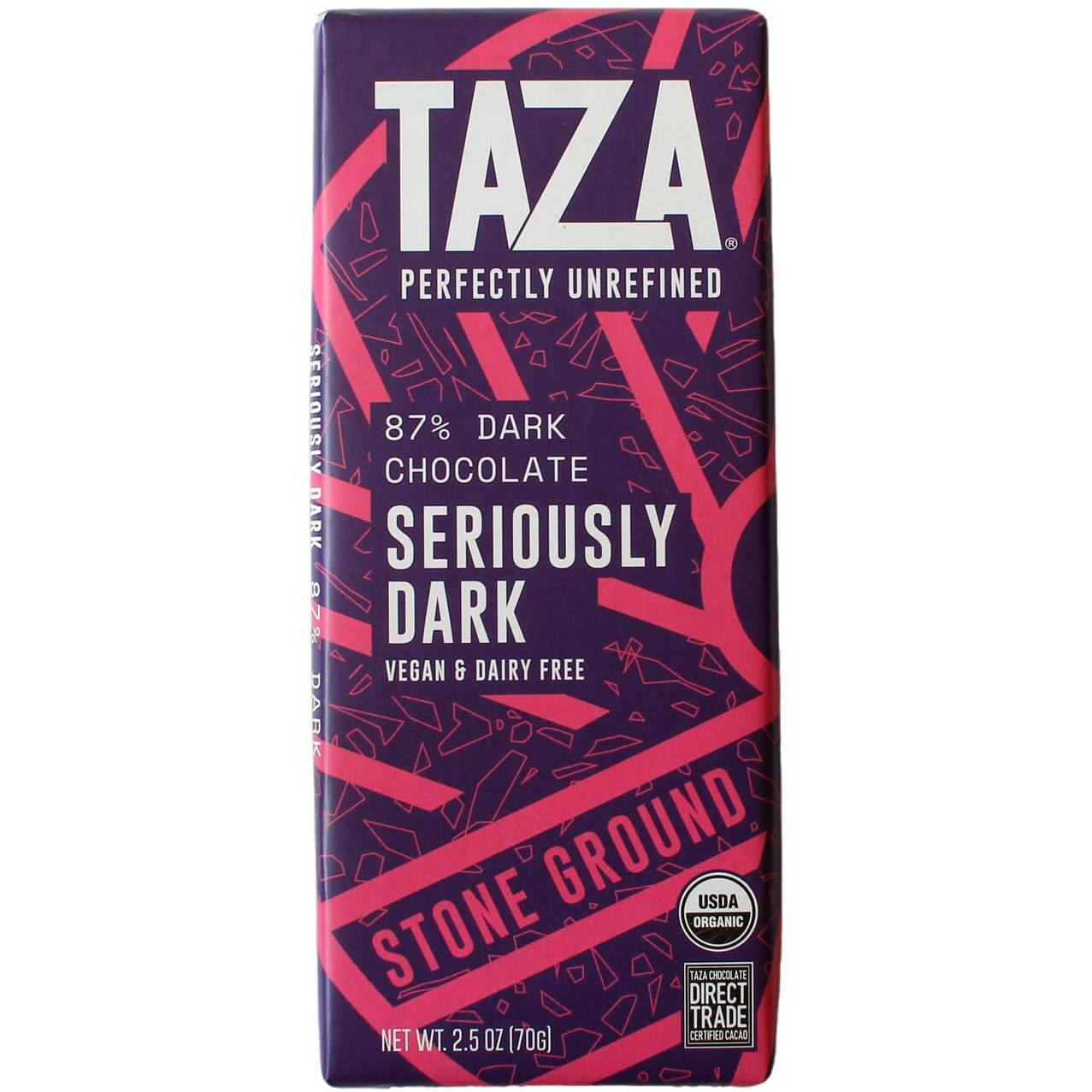 Taza Chocolate Organic Amaze Bar 87% Stone Ground, Seriously Dark, 2.5 Ounce (10 Count), Vegan