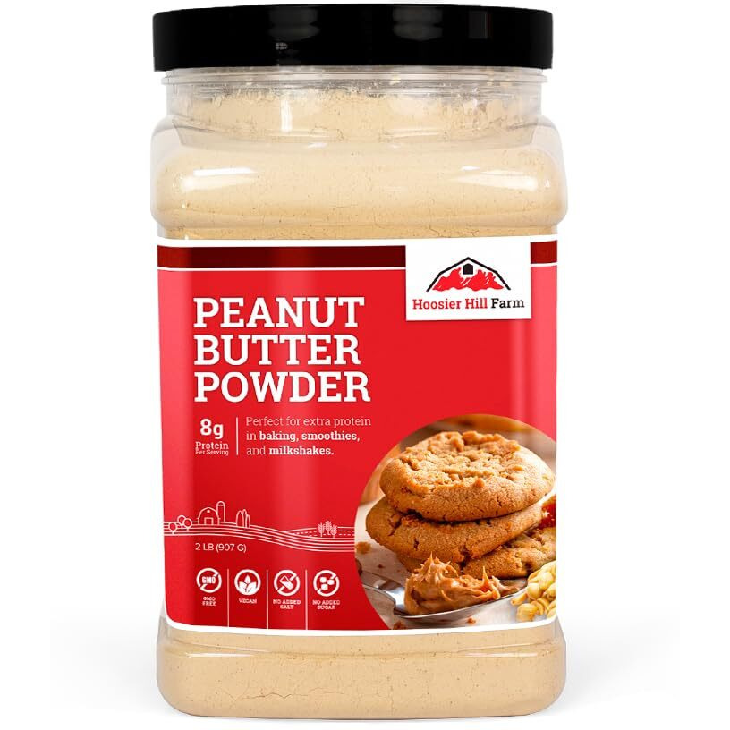 Hoosier Hill Farm Peanut Butter Powder, 2Lb (Pack Of 1) No Additives, 100% Peanut Powder, 8G Of Protein Per Serving