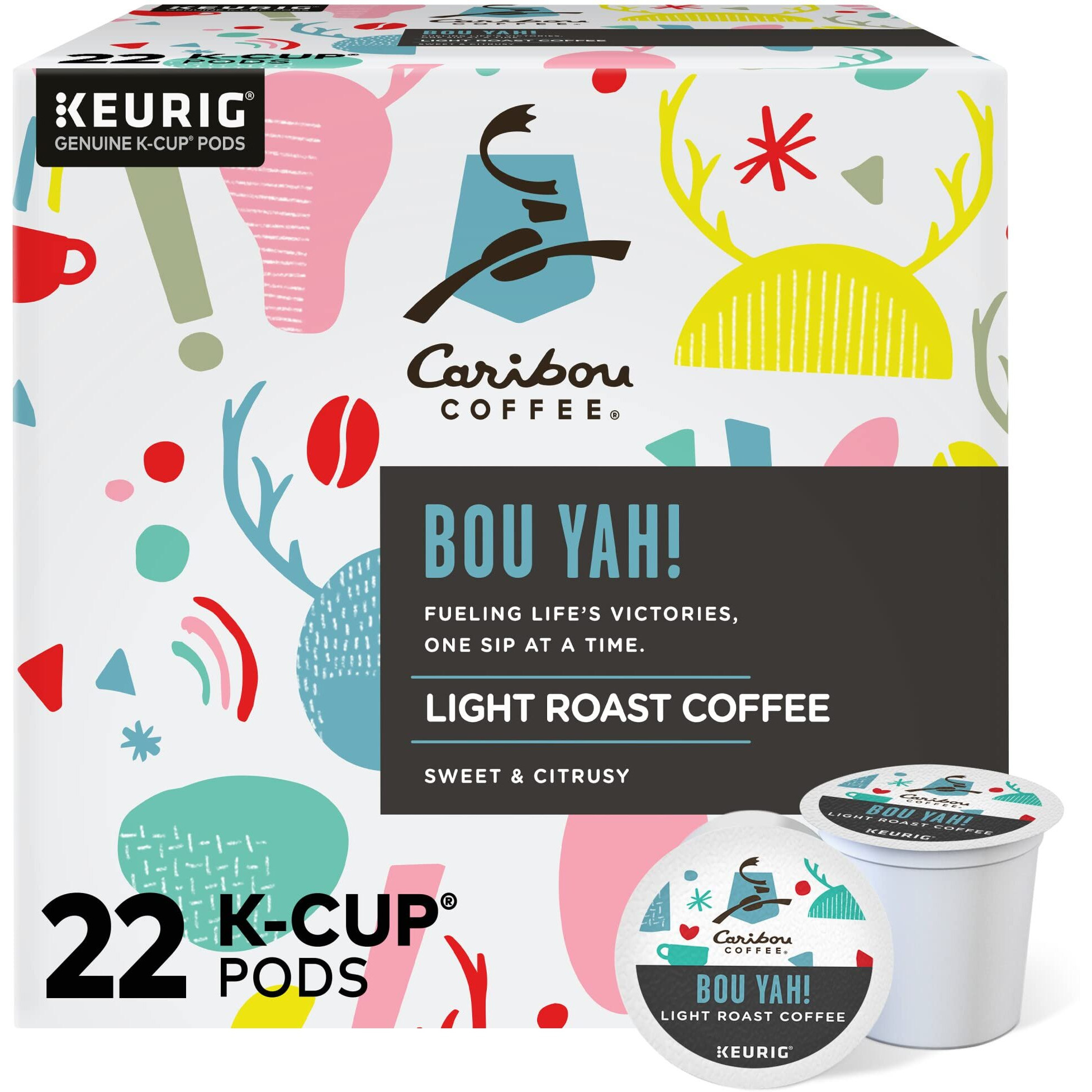 Caribou Coffee Bou-Yah, Keurig Single Serve K-Cup Pods, 22 Count