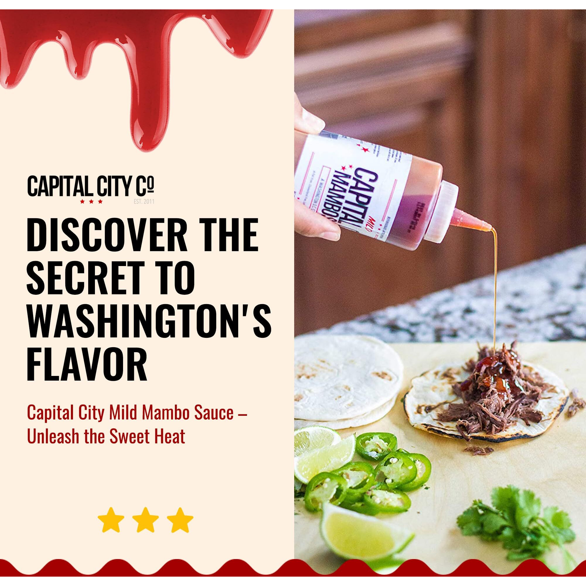 Capital City Mambo Sauce Mild | Washington Dc Wing Sauces | Perfect Condiment For Wings, Chicken, Pork, Beef, Seafood, Burgers, Rice Or Noodles | 128 Fl Oz (1 Gallon) 4 Pack