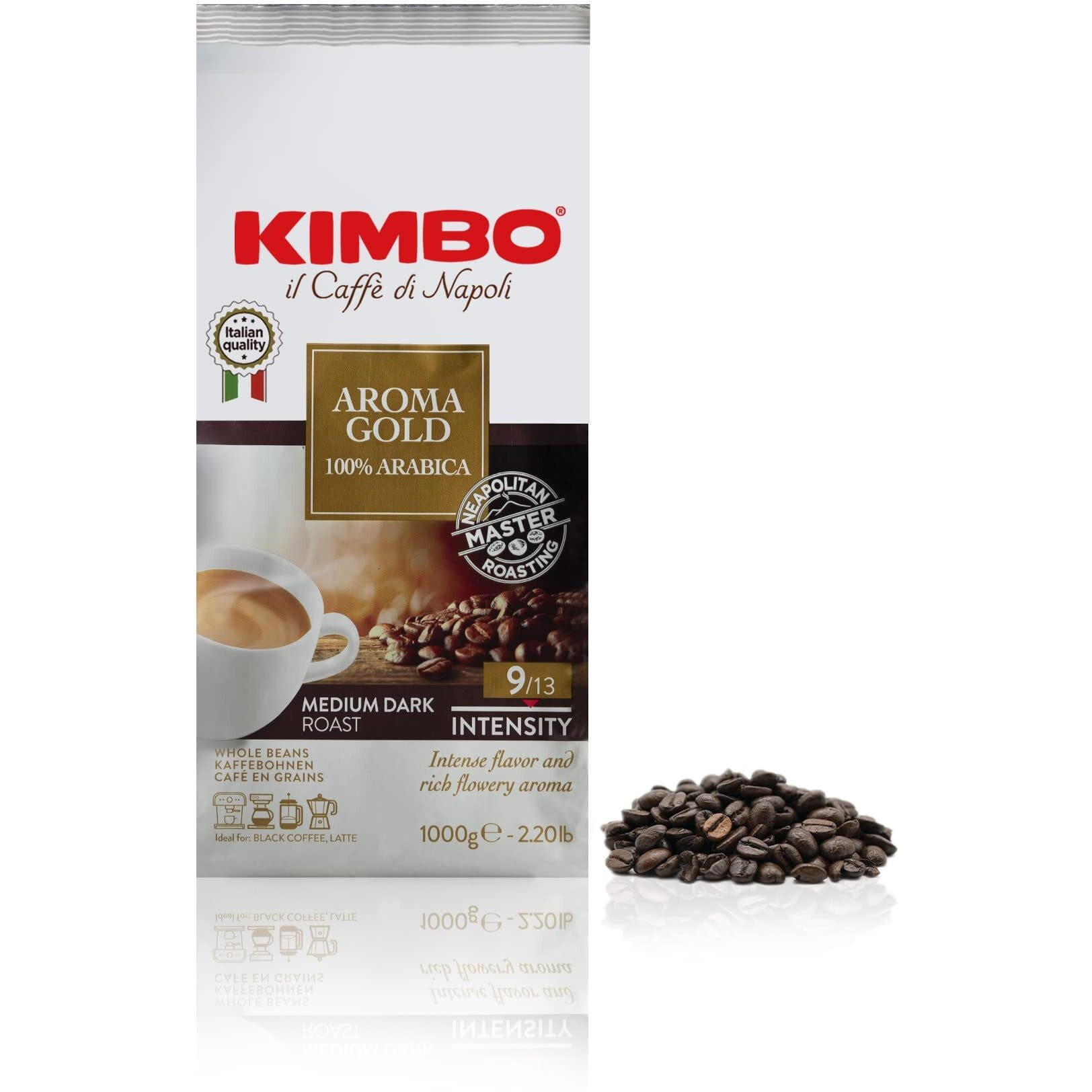 Kimbo Roasted Coffee Beans (Aroma Gold, 2.2 Pounds)