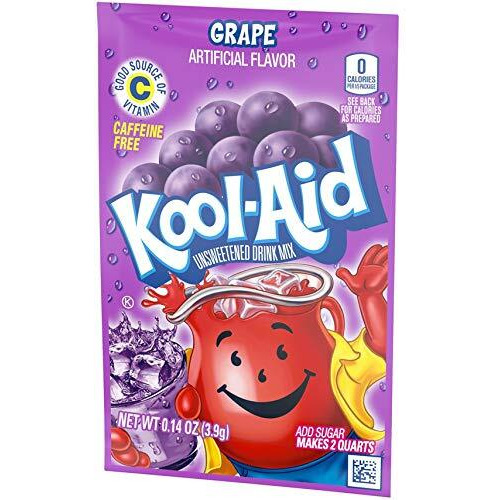 Kool-Aid Grape Unsweetened Soft Drink Mix, 0.14 Ounce (Pack Of 50)