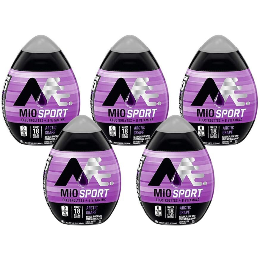 Mio Fit Water Enhancer - Arctic Grape, Makes 18 Servings + Vitamins, 1.62 Oz Each, (Pack Of 5)