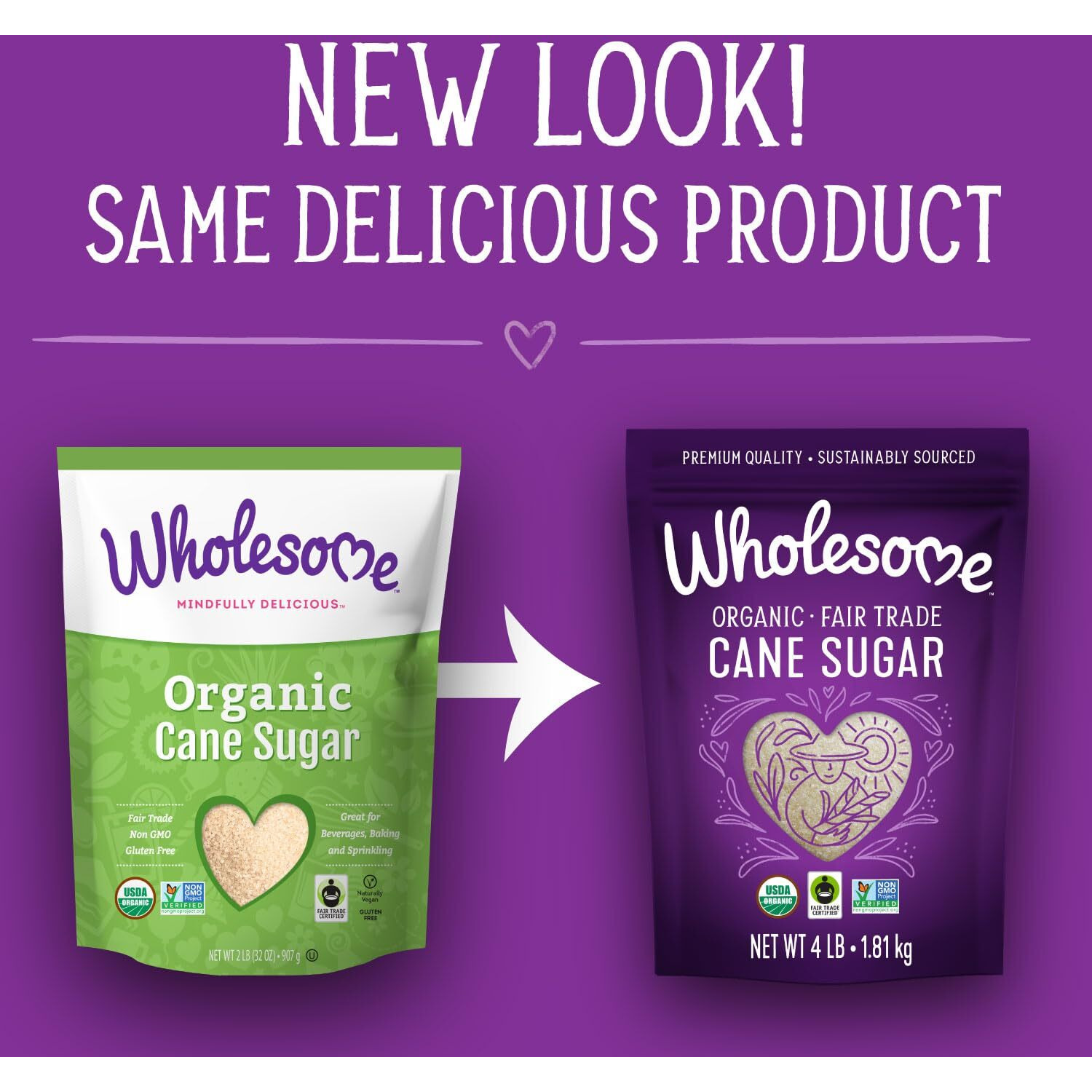 Wholesome Sweeteners 4-Pound Organic Cane Sugar, Fair Trade, Non Gmo, Gluten Free & Vegan For Baking And Sweetening, 6 Pack