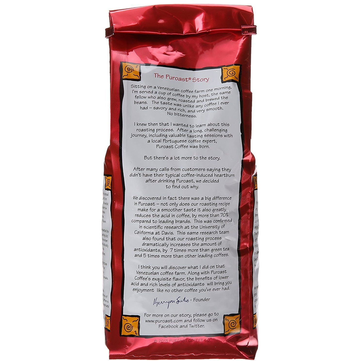 Puroast Low Acid Coffee , Whole Bean , Lost Art Blend , Medium Roast , Certified Low Acid Coffee , Ph 5.5+ , Gut Health , 2.2 Lb , Higher Antioxidant , Smooth For Espresso, Cold Brew & Iced Coffee