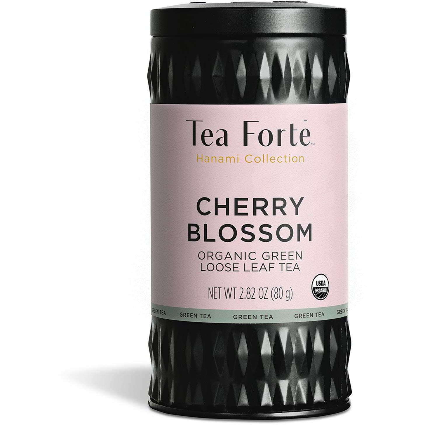 Tea Forte Cherry Blossoms Organic Green Tea, Makes 35-50 Cups, 2.82 Ounce Loose Leaf Tea Canister