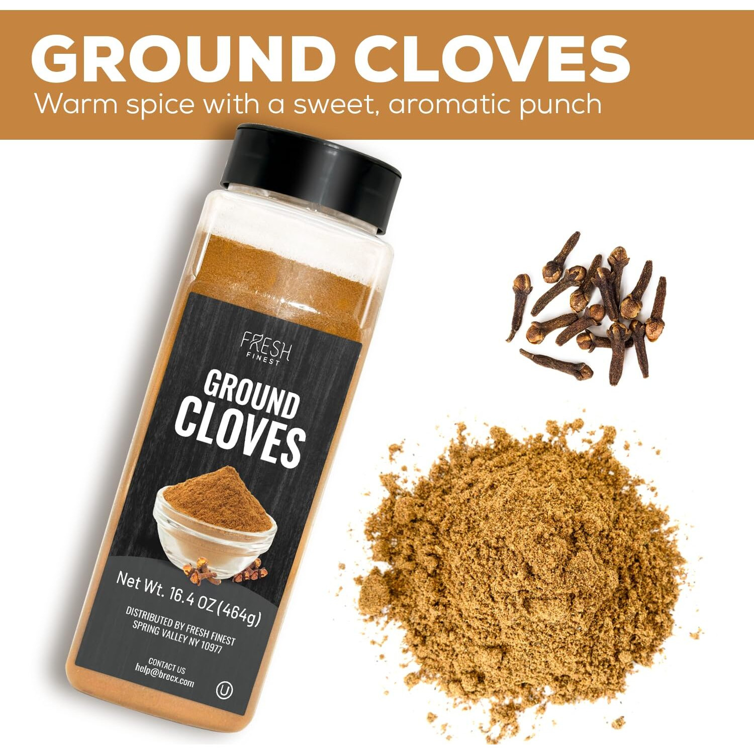 Fresh Finest Ground Clove 16.4Oz - Premium Quality Ground Cloves - All-Natural, Non-Gmo, Gluten-Free, Kosher - Perfect For Baking, Cooking, And Beverages