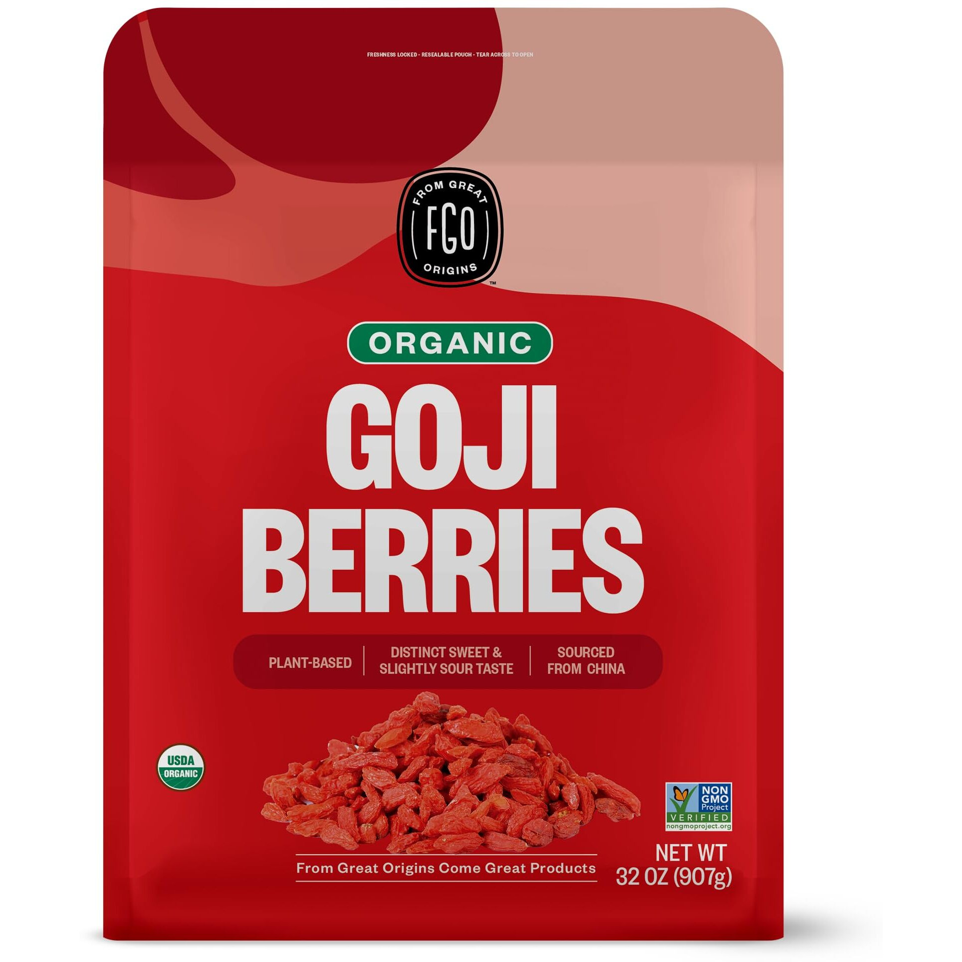 Fgo Organic Goji Berries, Large & Chewy, From Ningxia, 32Oz (Pack Of 1)