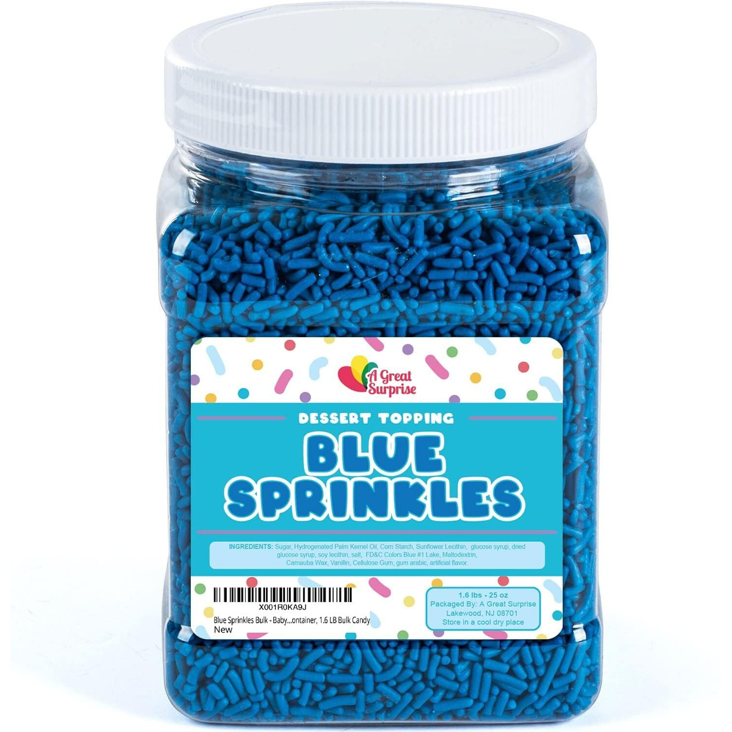 Blue Sprinkles Bulk - 1.6 Pounds - Royal Blue Jimmies - Blue Sprinkles For Baking - Dark Blue Baby Shower Sprinkles - For Ice Cream, Cake Decorating, Cupcakes, Cakepops - Blue Dessert Toppings