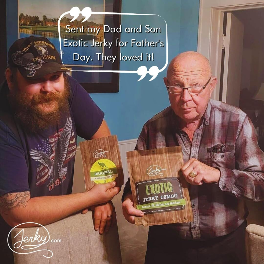 Jerky.Com's Classic Exotic Jerky Variety Pack - Jerky Variety Pack With 4 Types Of Jerky - Buffalo, Wild Boar, Venison Jerky, And Elk Jerky - Exotic Jerky Snack, High-Protein, All-Natural Wild Game Jerky (7 Oz.)