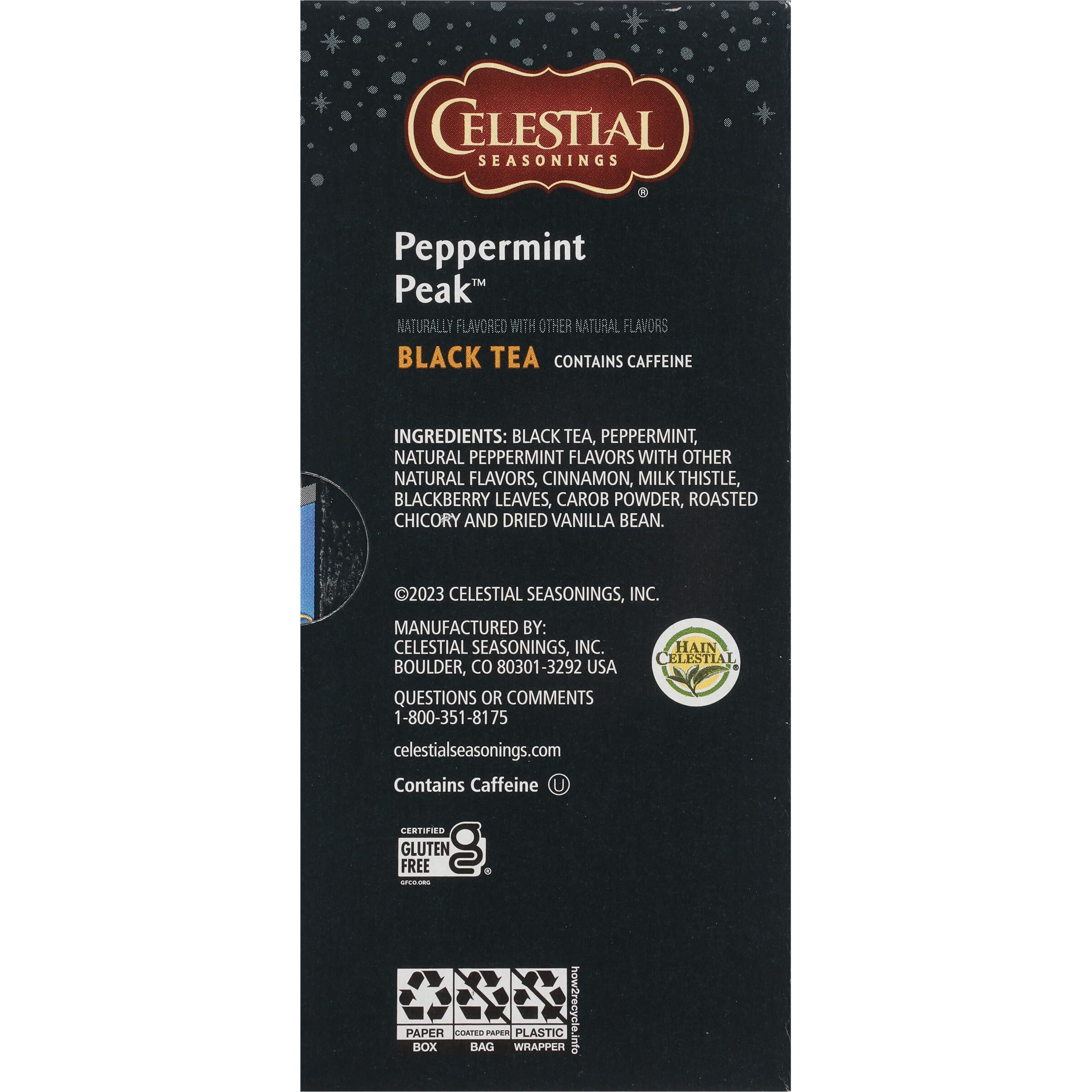 Celestial Seasonings Black Tea, Peppermint Peak, 20 Count (Pack Of 6) (Packaging May Vary)