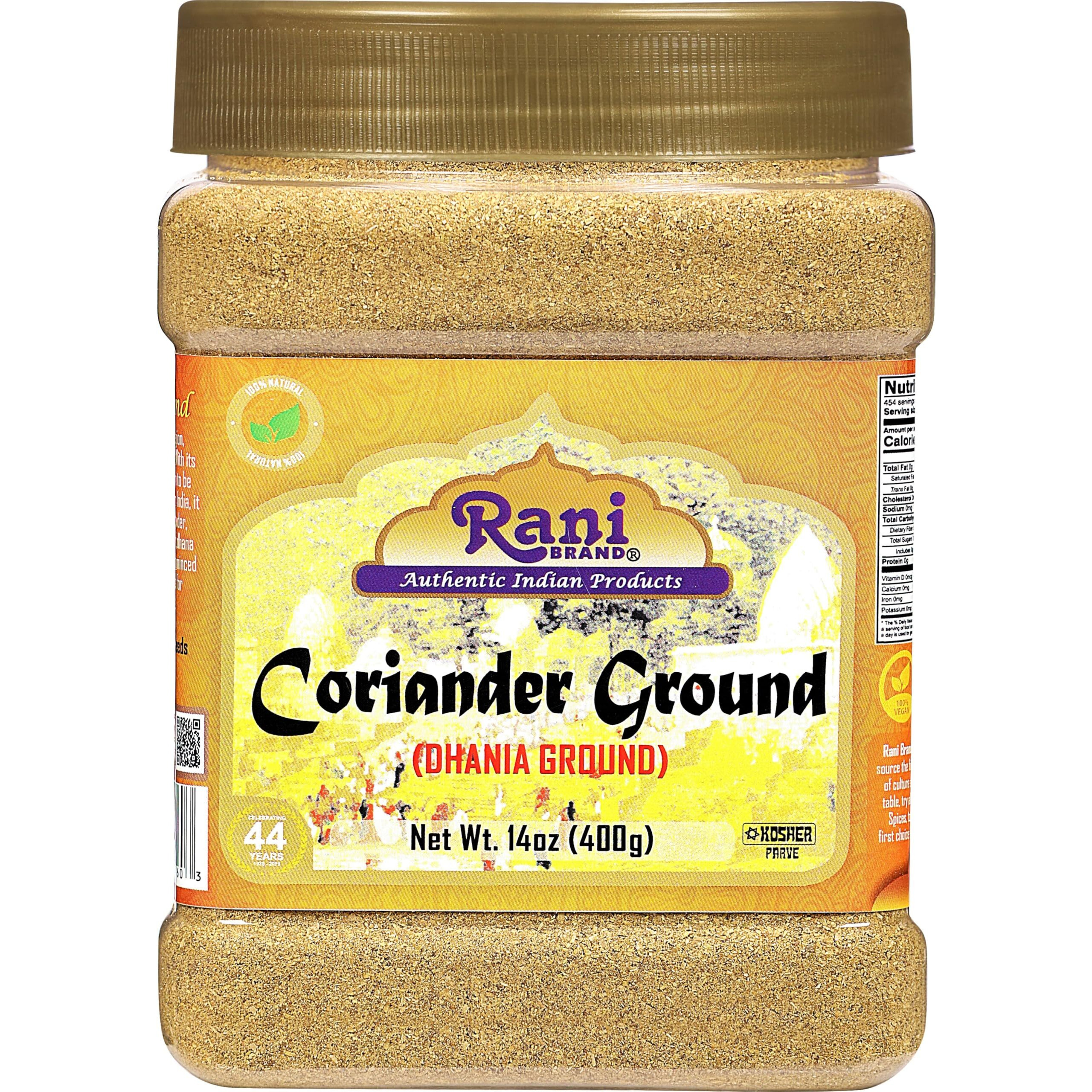 Rani Coriander Ground Powder (Indian Dhania) Spice 14Oz (400G) Pet Jar ~ All Natural | Salt-Free | Vegan | No Colors | Gluten Friendly | Non-Gmo | Kosher | Indian Origin