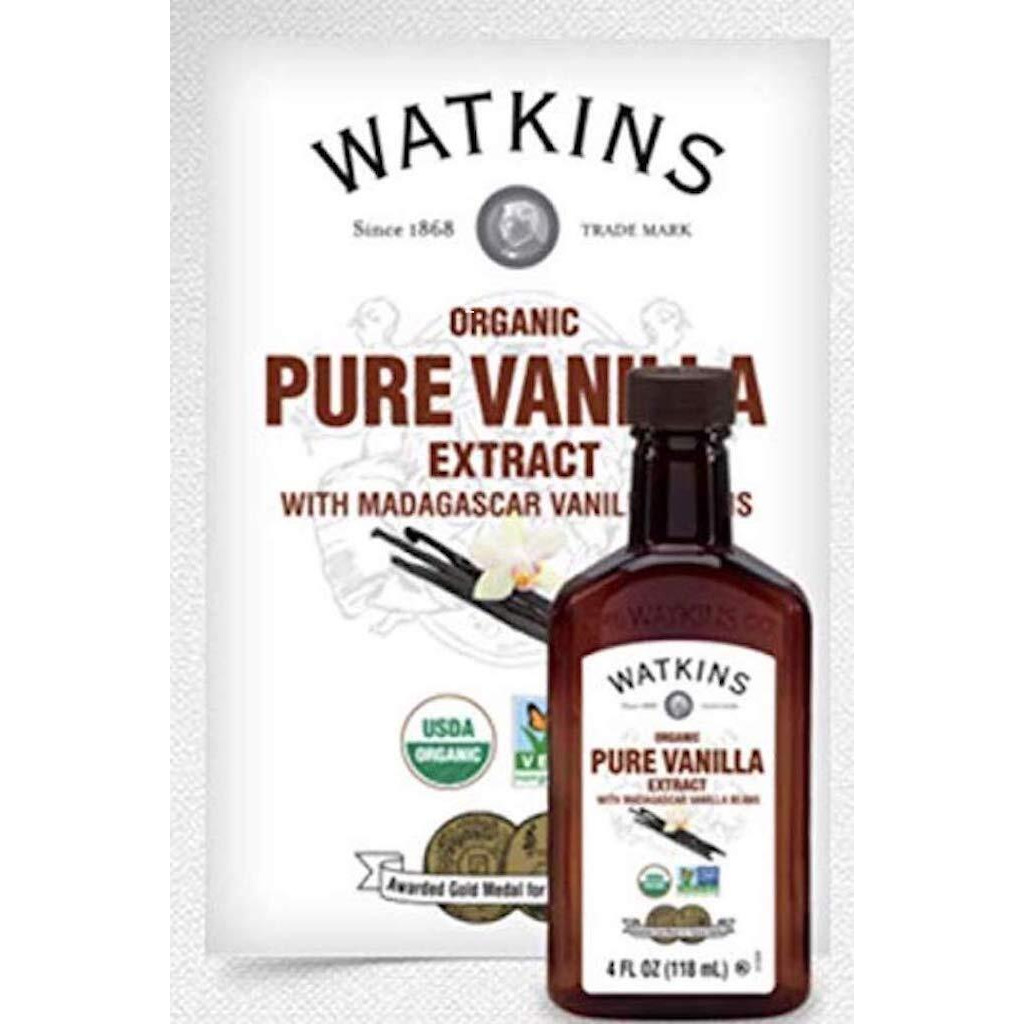 Watkins Organic Pure Vanilla Extract, With Madagascar Vanilla Beans, Non-Gmo, Kosher, 4 Oz. Bottle, 3-Pack